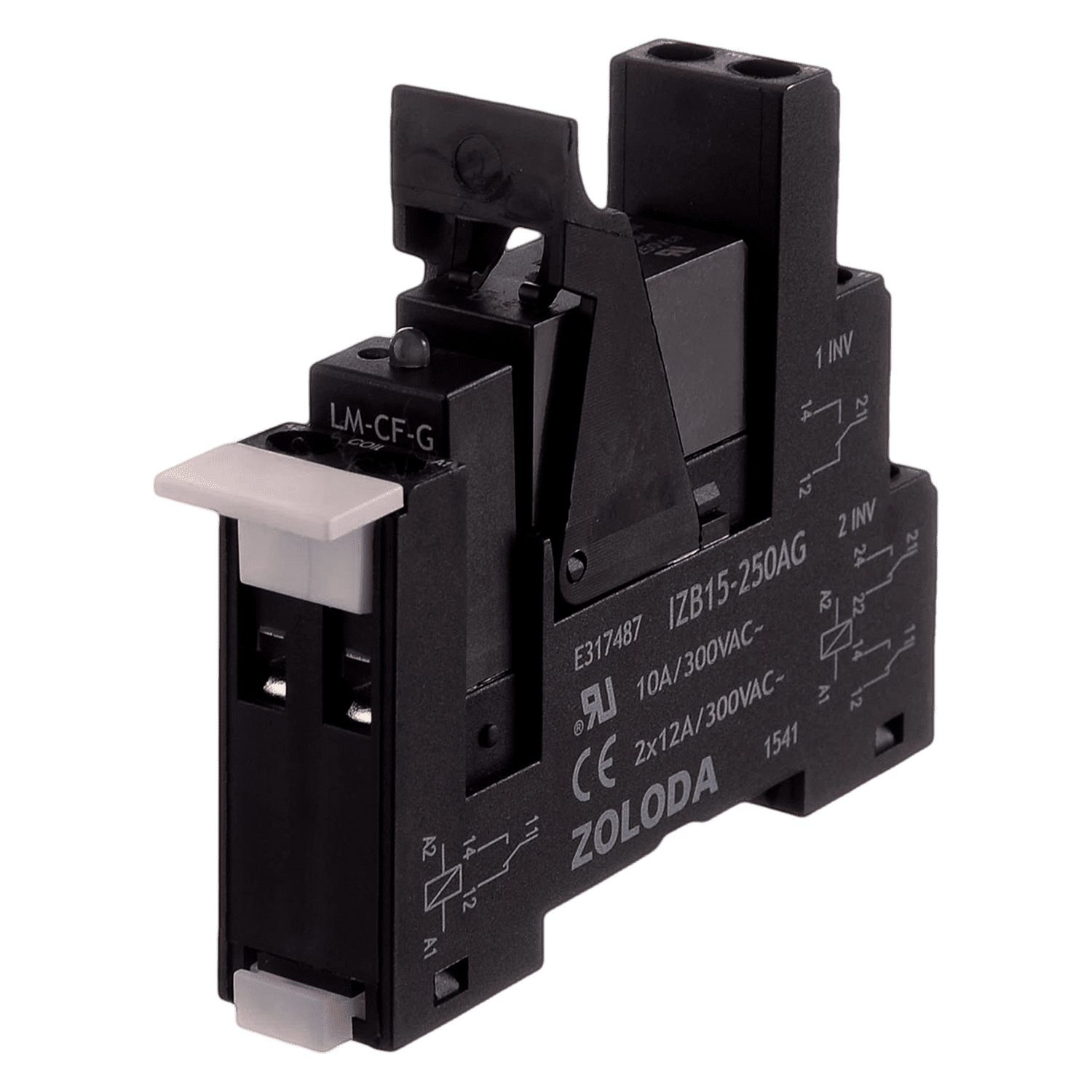 Relé PLC 2 Inversores E:24VCC S:250V 6A Tornillo 15,6mm Zoloda