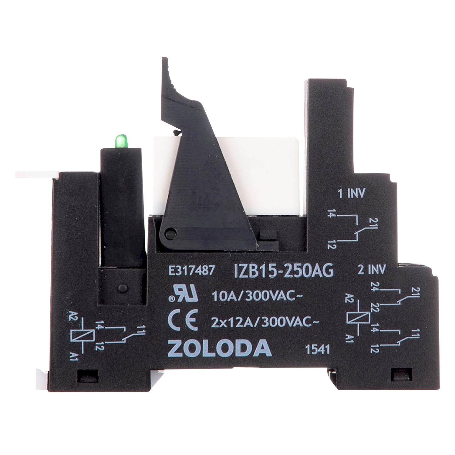 Relé PLC 2 Inversores E:24VCC S:250V 8A Tornillo 15,6mm Zoloda