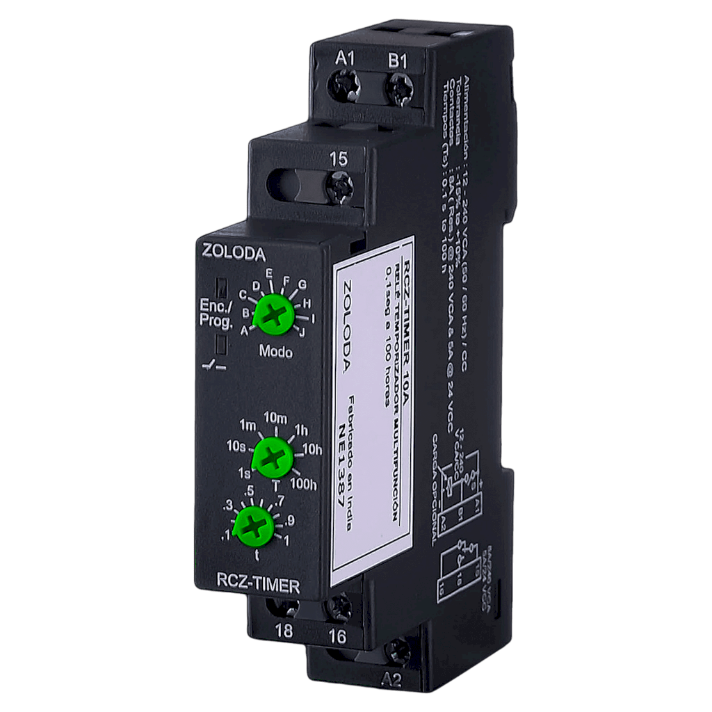 [28434] TEMPORIZADOR MULTIFUNC 12-240V 0,1S-100H 10MODOS RCZ-TIMER10A