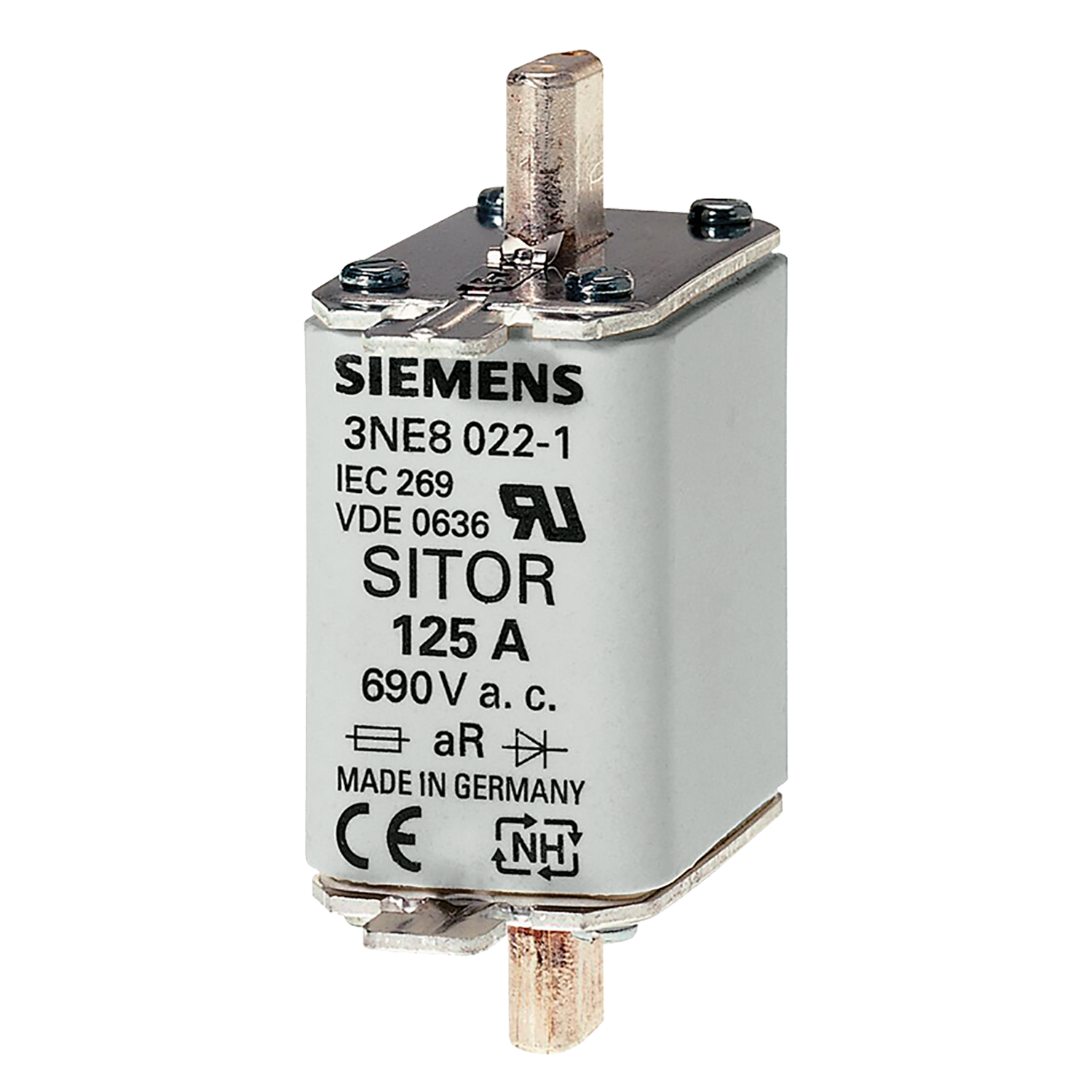 Fusible Cerámica Ultra Rápido Gs NH T00 125A 690V Siemens