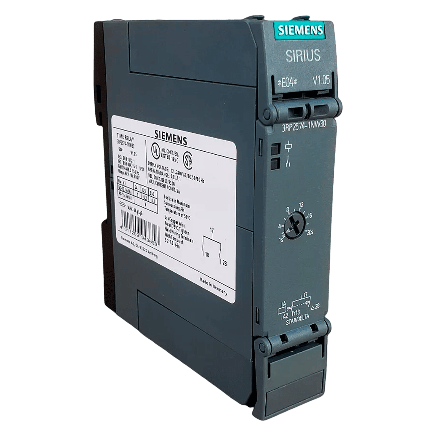 Temporizador Estrella Triangulo 1C/O + 1C/O Instantaneo Estandar Siemens