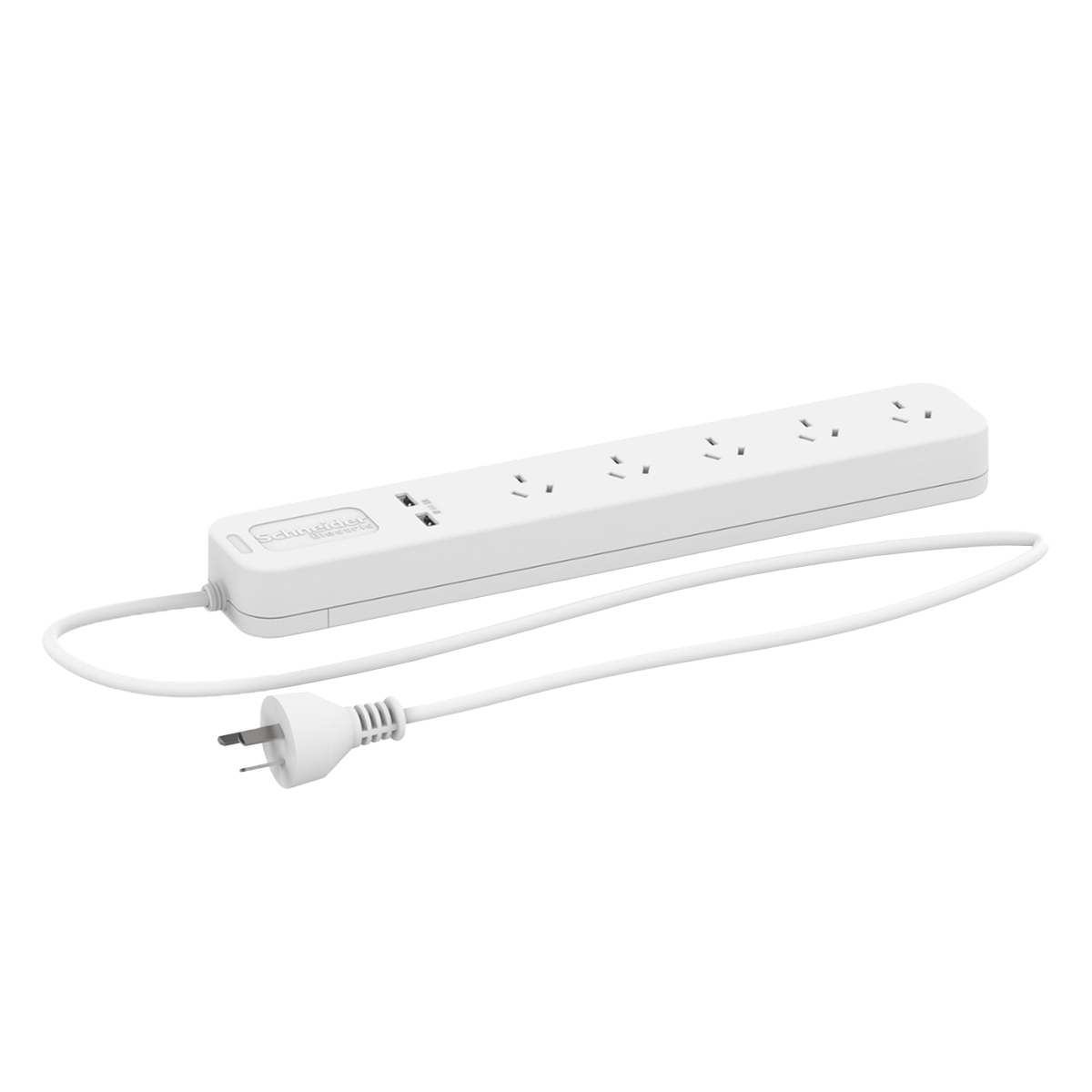 [32169] Zapatilla 5 Tomas 2P+T 10A+ 2 USB 5V 1A y 2A Cable 1,5Mts Schneider Electric