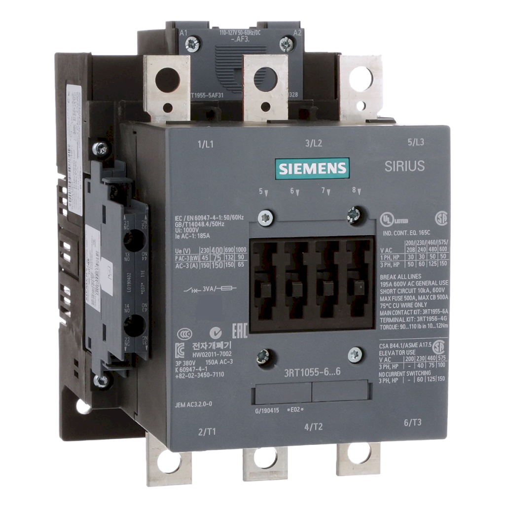 [11968] Contactor 3RT1 3P 150A 110VCA 75kW 2NA+2NC S6 Siemens