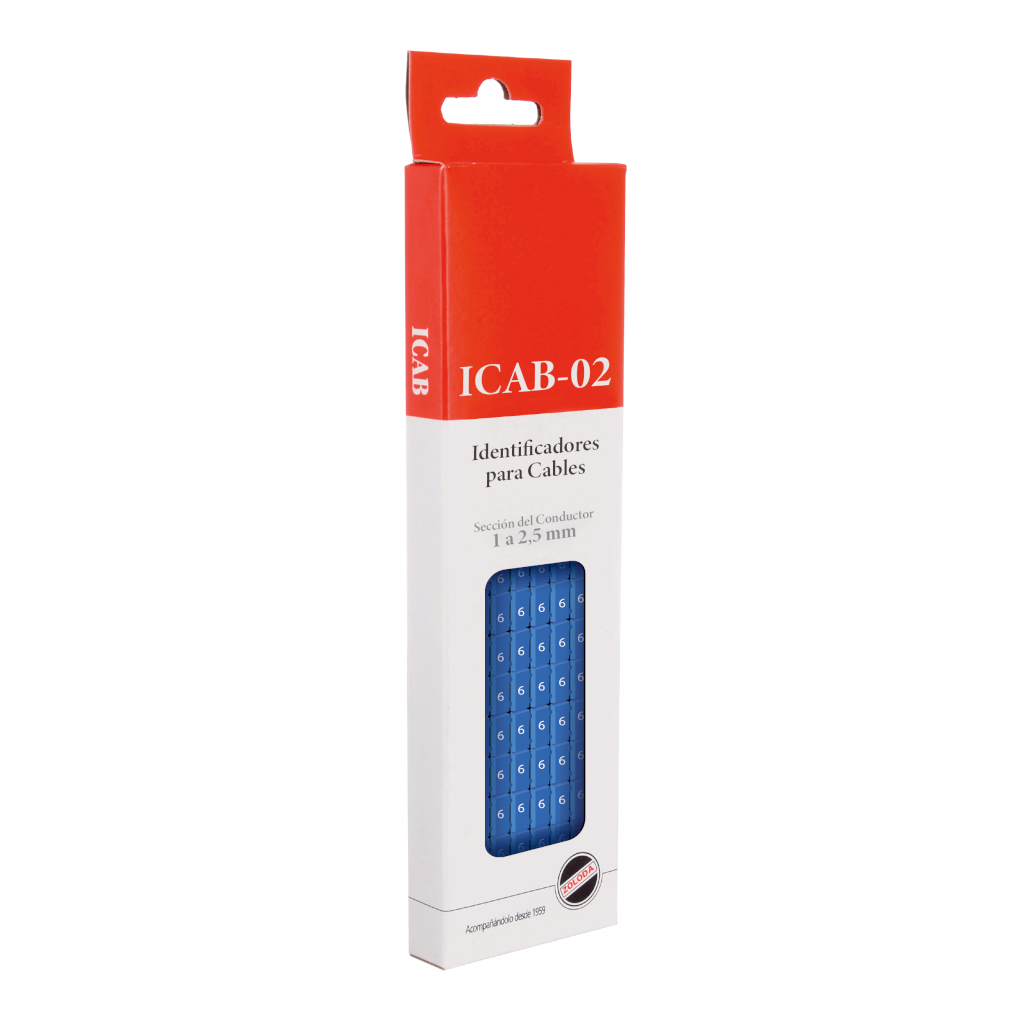 IDENTIFICADOR PARA CABLE DE 1 A 2.5mm  Nº6 CELESTE ICAB-02/6-C