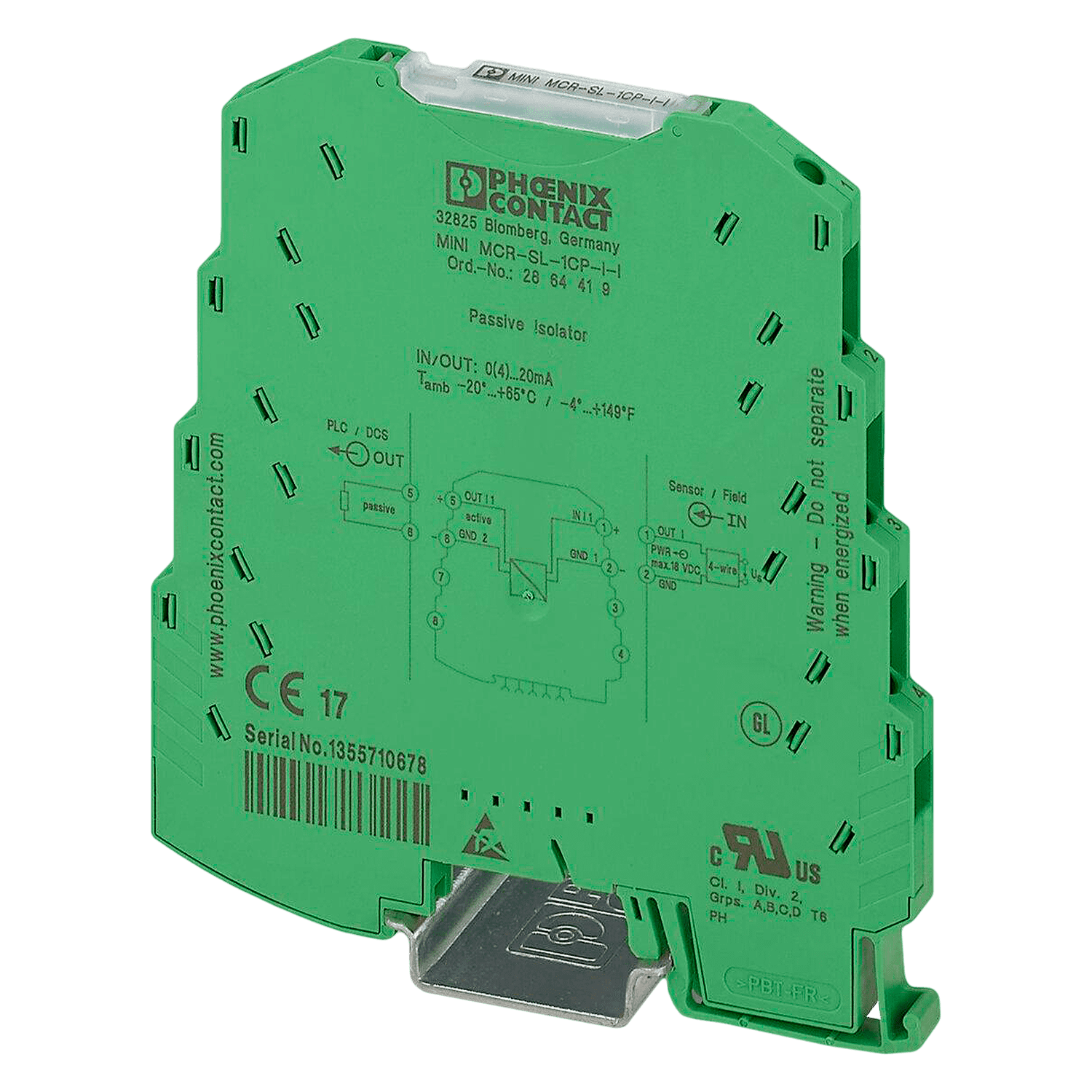 [5113] Separador Pasivo Señal Analog. 1 Canal 1 Salida 2 Vias de Separación Phoenix Contact