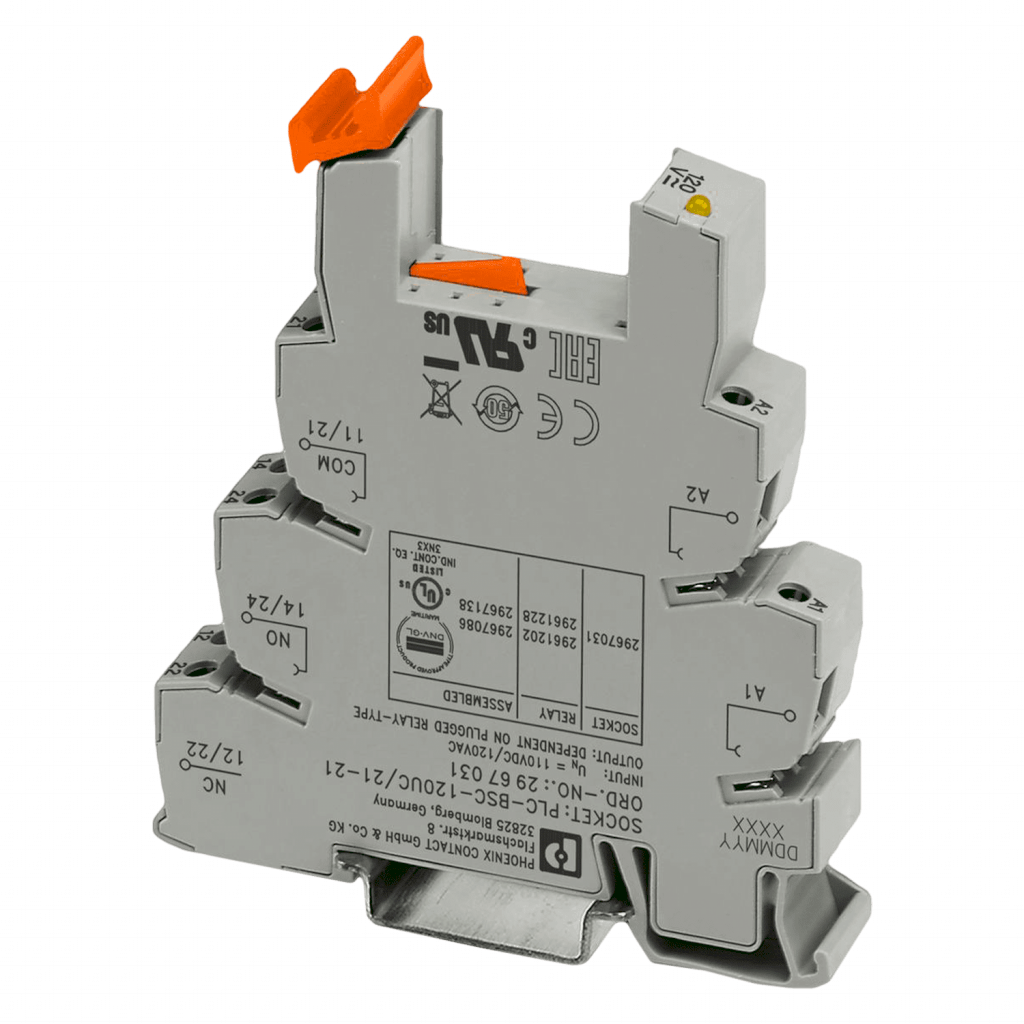 [18340] Borne Base P/Relé PLC Interface 2 Inversores 120VCA/VCC Tornillo Phoenix Contact