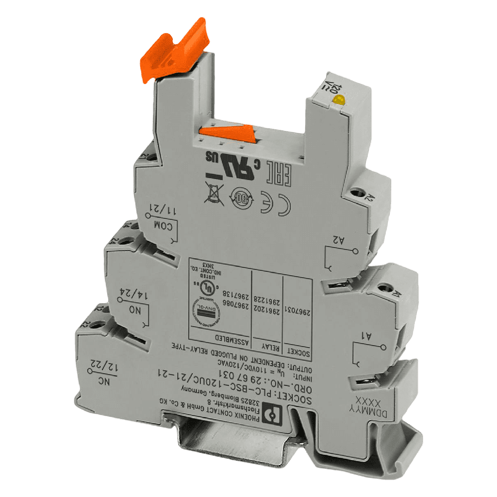 [18340] Borne Base P/Relé PLC Interface 2 Inversores 120VCA/VCC Tornillo Phoenix Contact