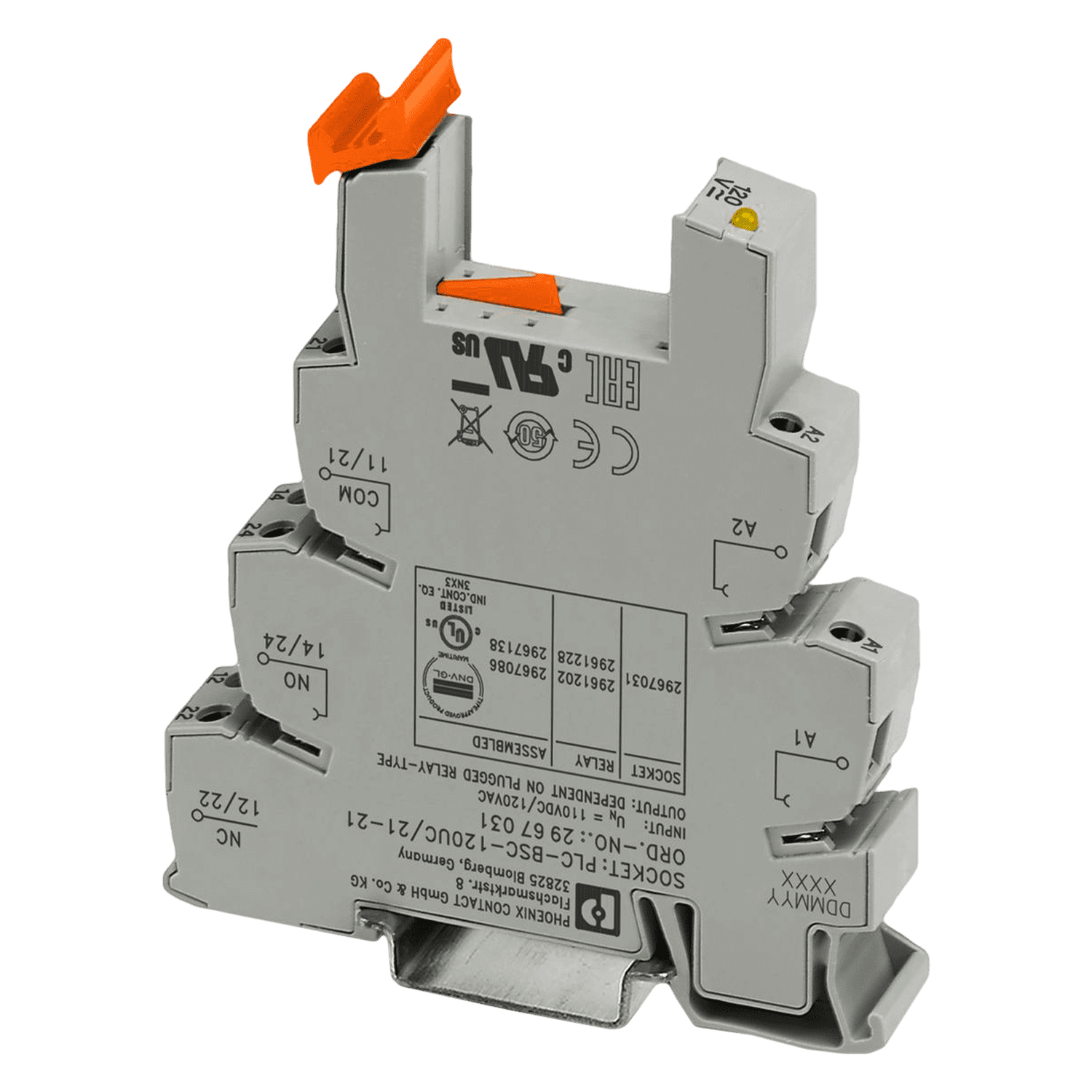 Borne Base P/Relé PLC Interface 2 Inversores 120VCA/VCC Tornillo Phoenix Contact