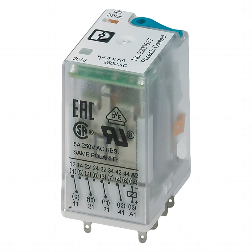 [21769] RELE IR 4 INVERSORES C/LED 24 VDC 6AMP RIF REL-IR4/LDP- 24DC/4X21