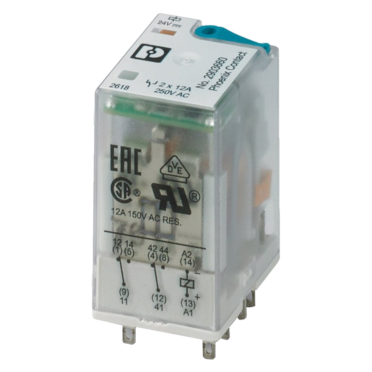 Relé IR  2 Inversores RIF 24VCC 10A C/Led Phoenix Contact