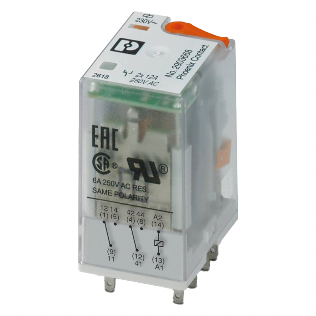 RELE IR 2 INVERSORES C/LED 230VAC 10AMP RIF REL-IR2/L-230AC/2X21