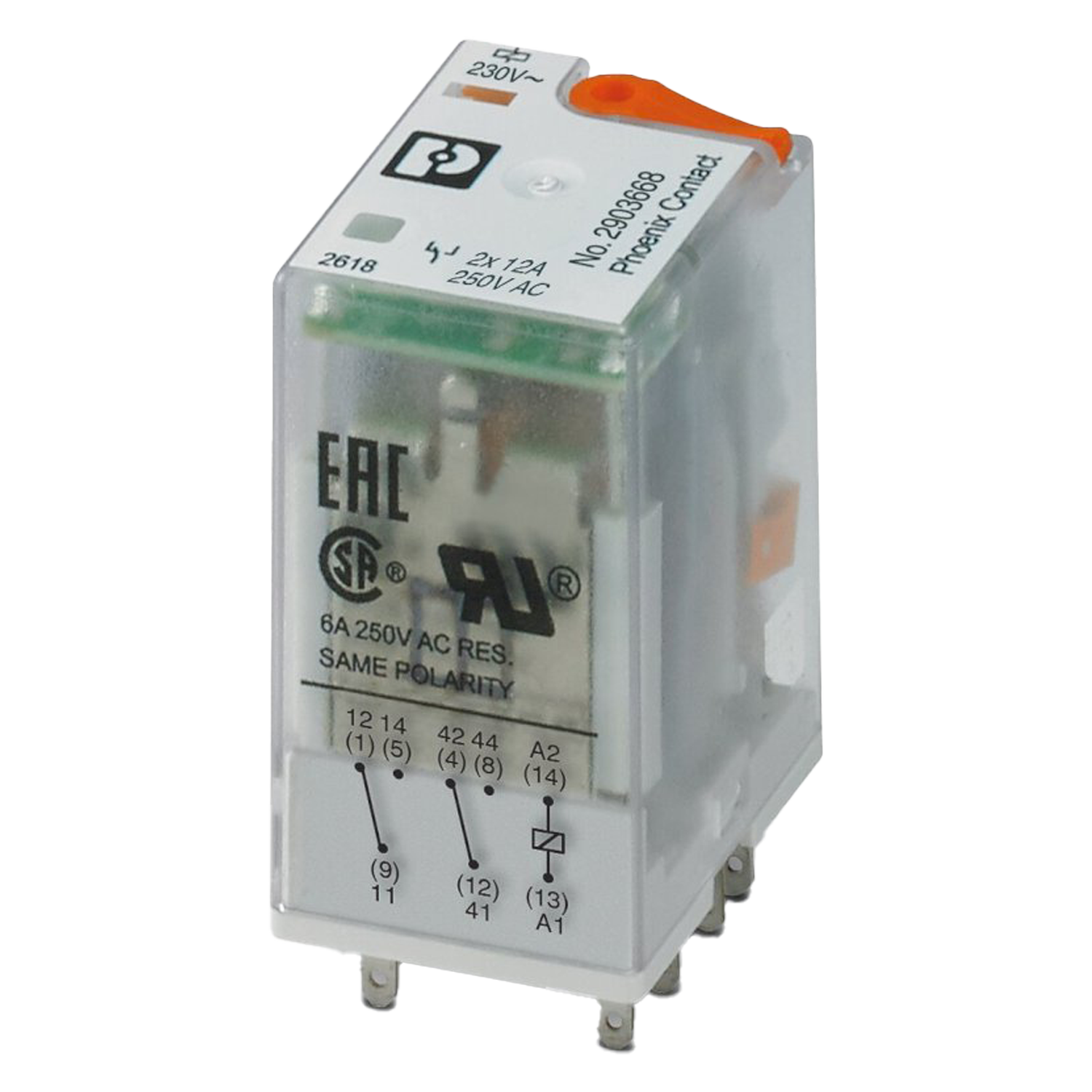 [21971] Relé IR  2 Inversores RIF 230VCA 10A C/Led Phoenix Contact