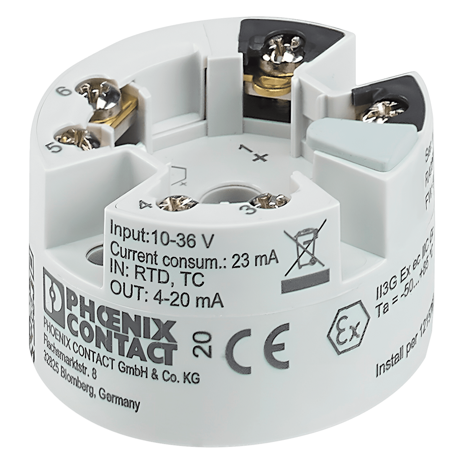 Conversor Medición 24VCC Entrada RTD/Termocupla Salida 4-20mA Señal Analogica Phoenix Contact