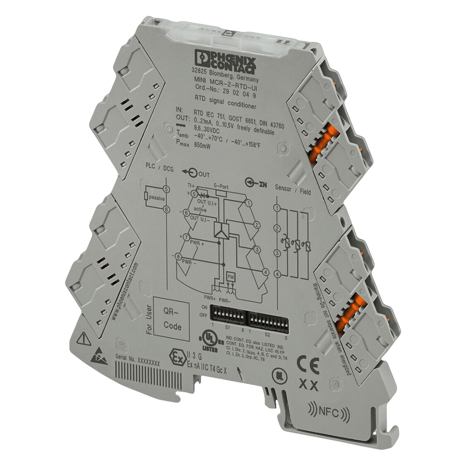 Conversor Temperatura 24/12VCC Entrada RTD Salida 0-20mA/Tensión 0-10V Señal Analogica Phoenix Contact
