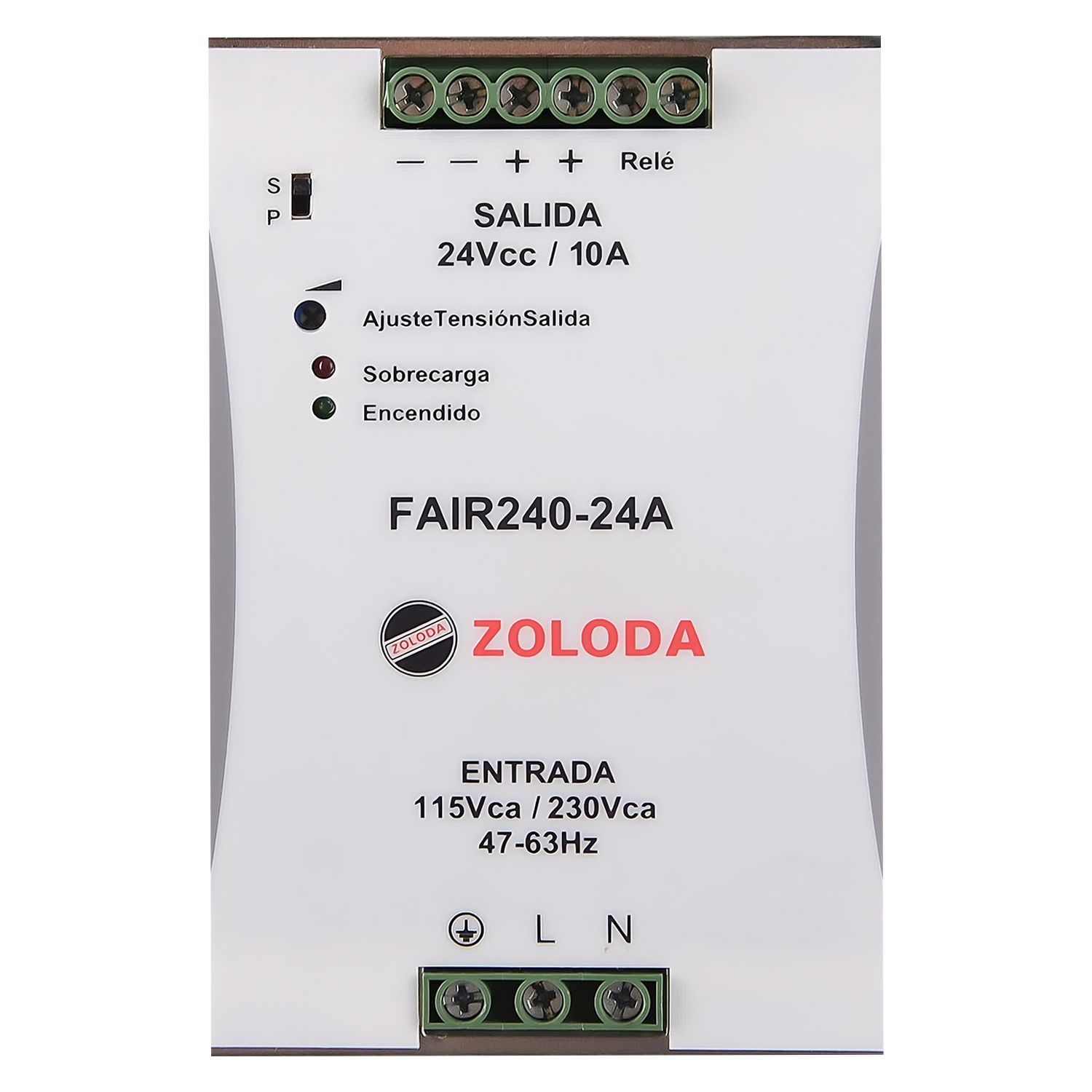 [16174] Fuente Monofásica Fair E: 110-220VCA/VCC S: 24VCC 10A Zoloda