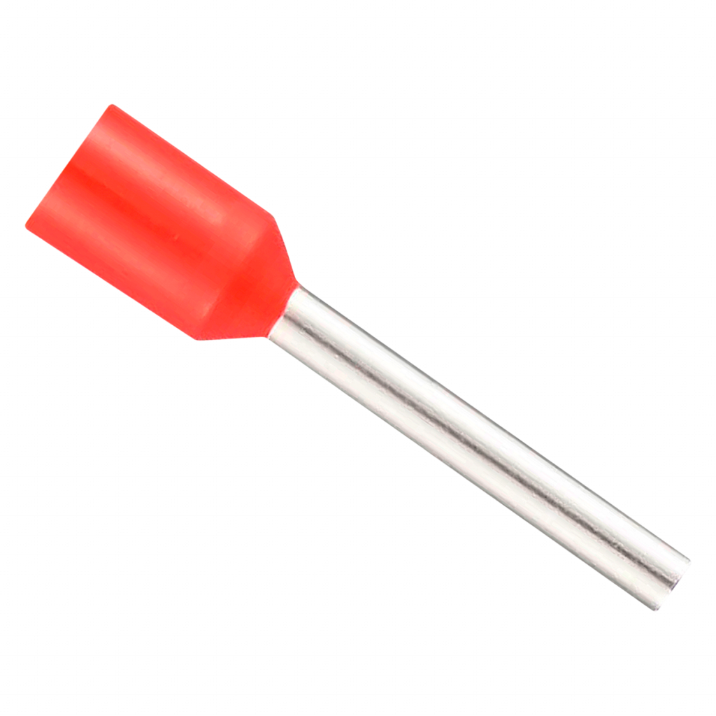 PUNTERA TUBULAR 1mm2 ROJO LARGO: 12mm  (X 100U) ZE-1-12 x 1