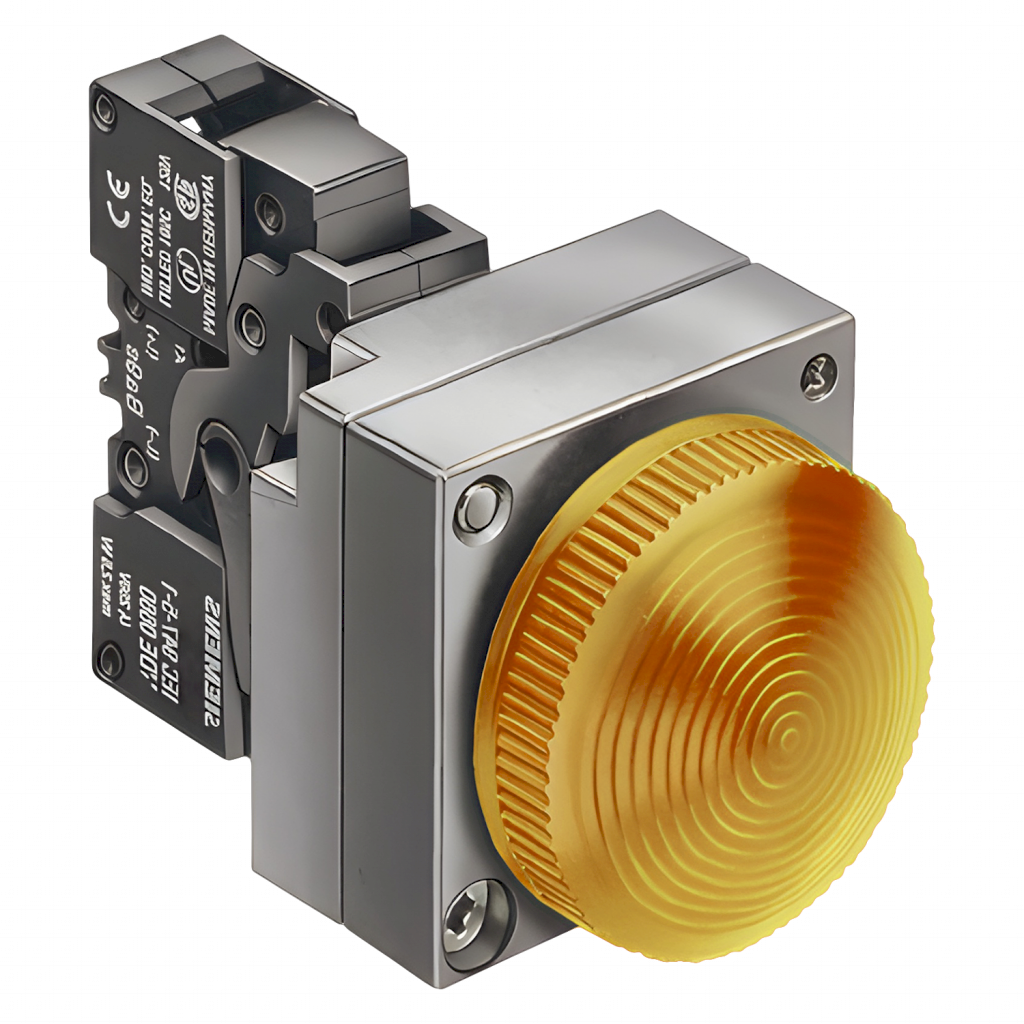 [5683] Ojo de Buey Metal Plástico Completo 220VCA 22mm Amarillo Siemens