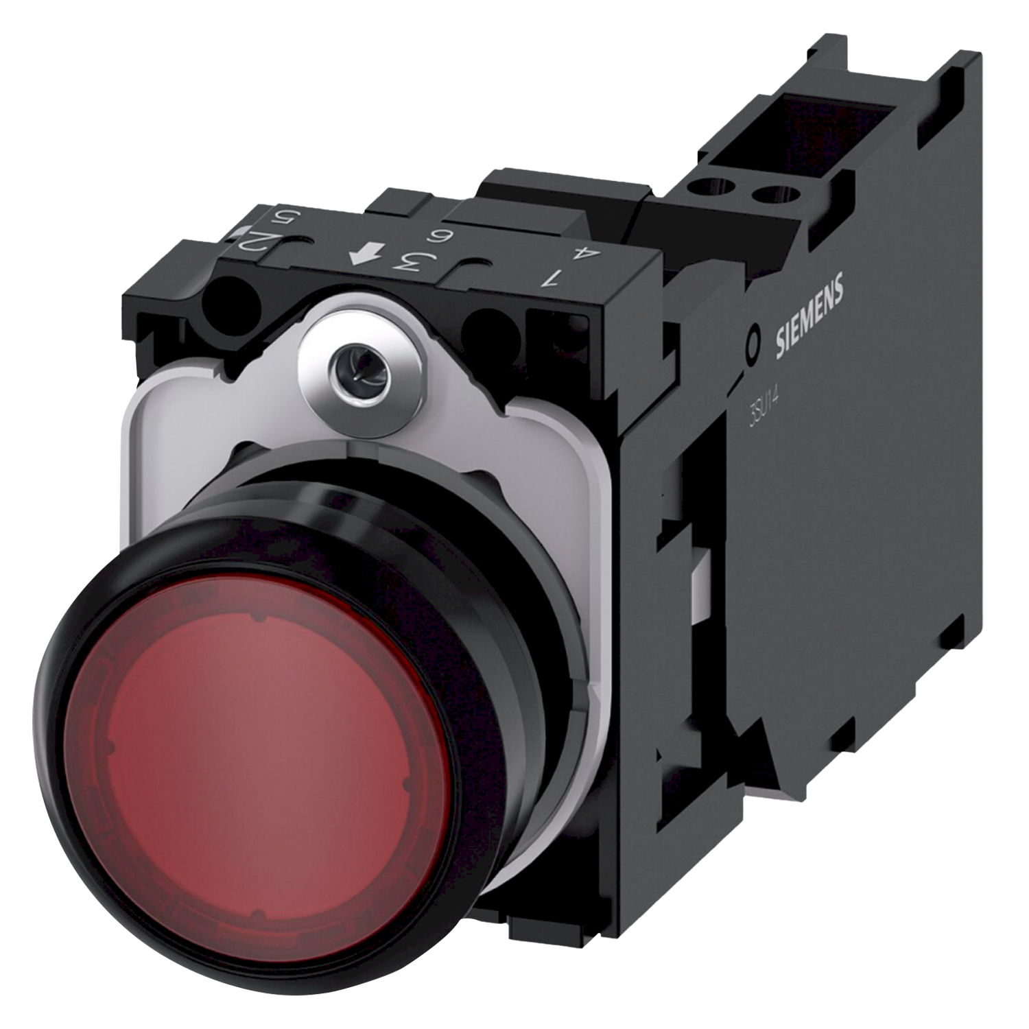 [4612] Pulsador Luminoso Plástico 220VCA/VCC-380VCC 24VCA Rasante 1NC Rojo Siemens