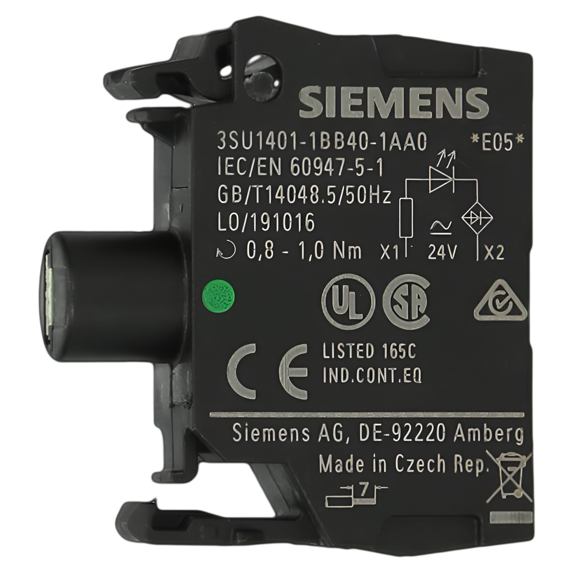 Bloque Led 3SU ACT C/Led 24VCC/CA Verde Siemens