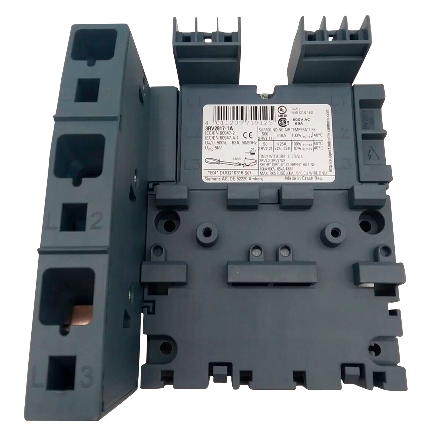 Base Colectora Innovation Izquierda 3RV2 63A 380VCA 3 Fases Siemens