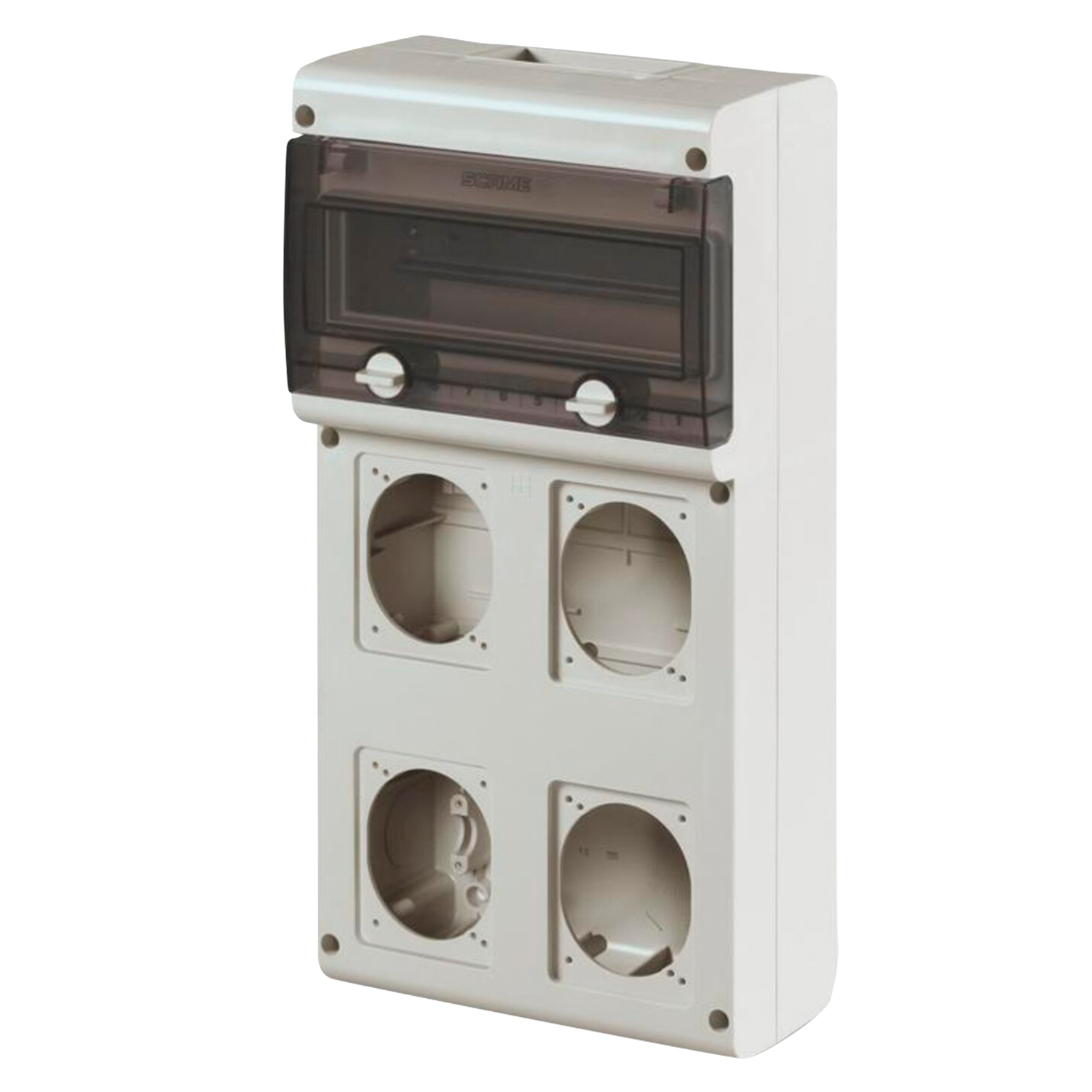 Central de Distribución Poliamida 11 DIN y 4 Toma 16/32A Interior y Exterior IP66 Gris Scame