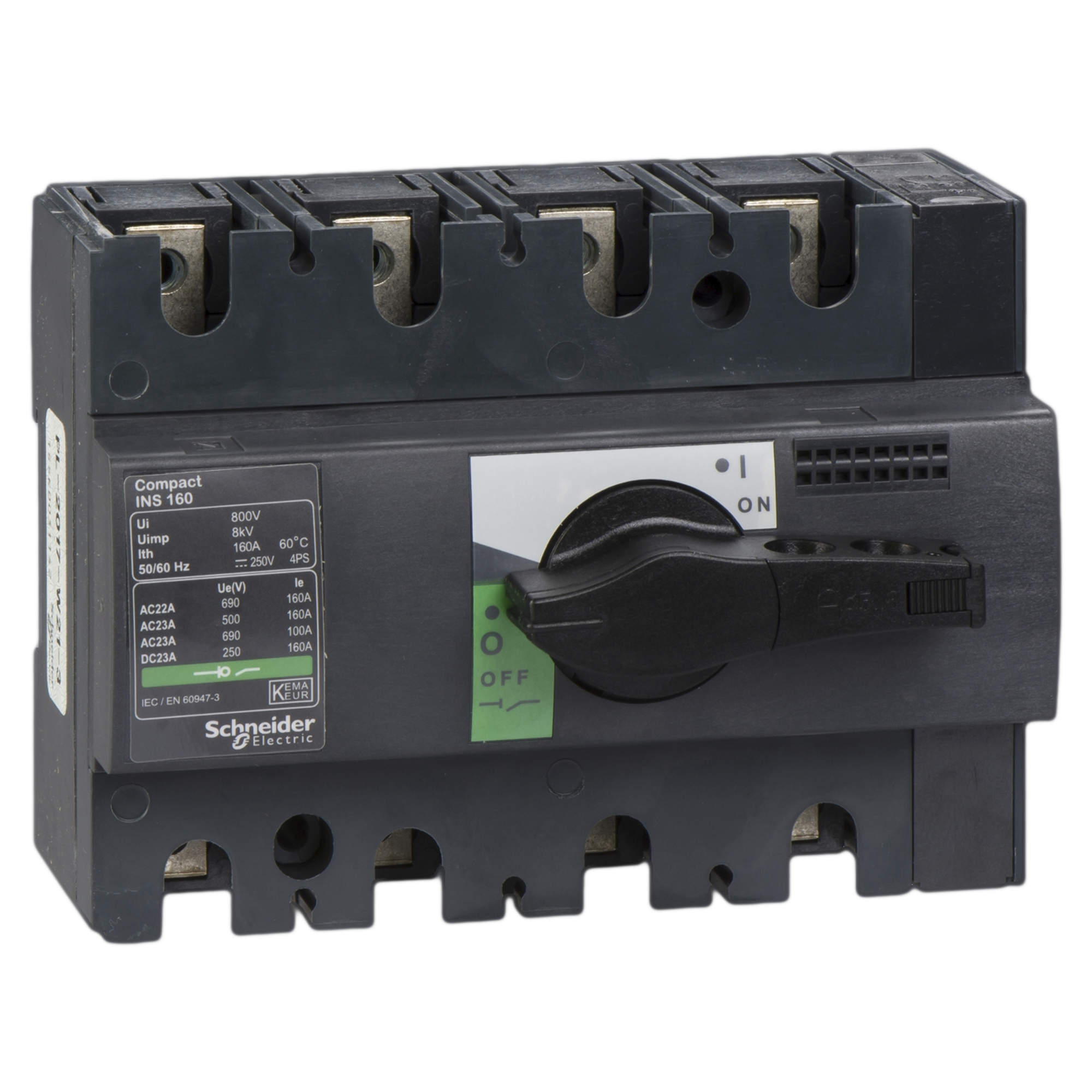 [15534] Seccionador Compact 4x160A 380VCA Maneta Giratoria Bajo Carga S/Fusible Schneider Electric