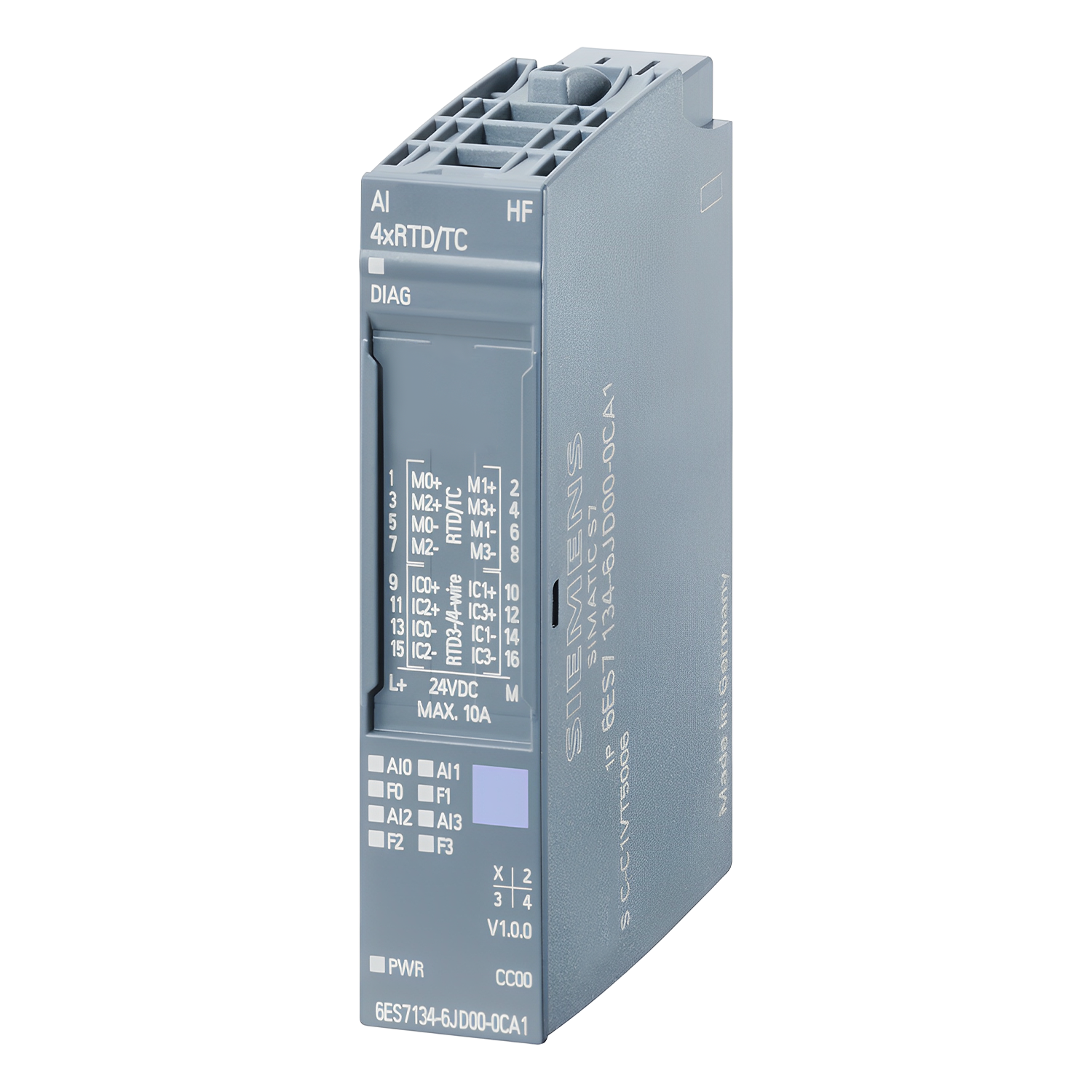 Módulo S7-1500SP/ET200SP 4 E/Analog. Conector Alimen. Bus/Distribucion Bus Montaje Riel DIN 24VCC Siemens