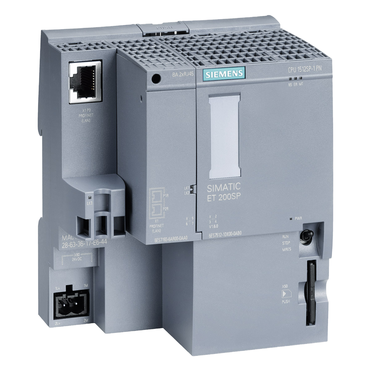 CPU ET200SP 1512SP-1PN 200KB/1MB 1xPN- S/Bus ADAP 24VCC Siemens