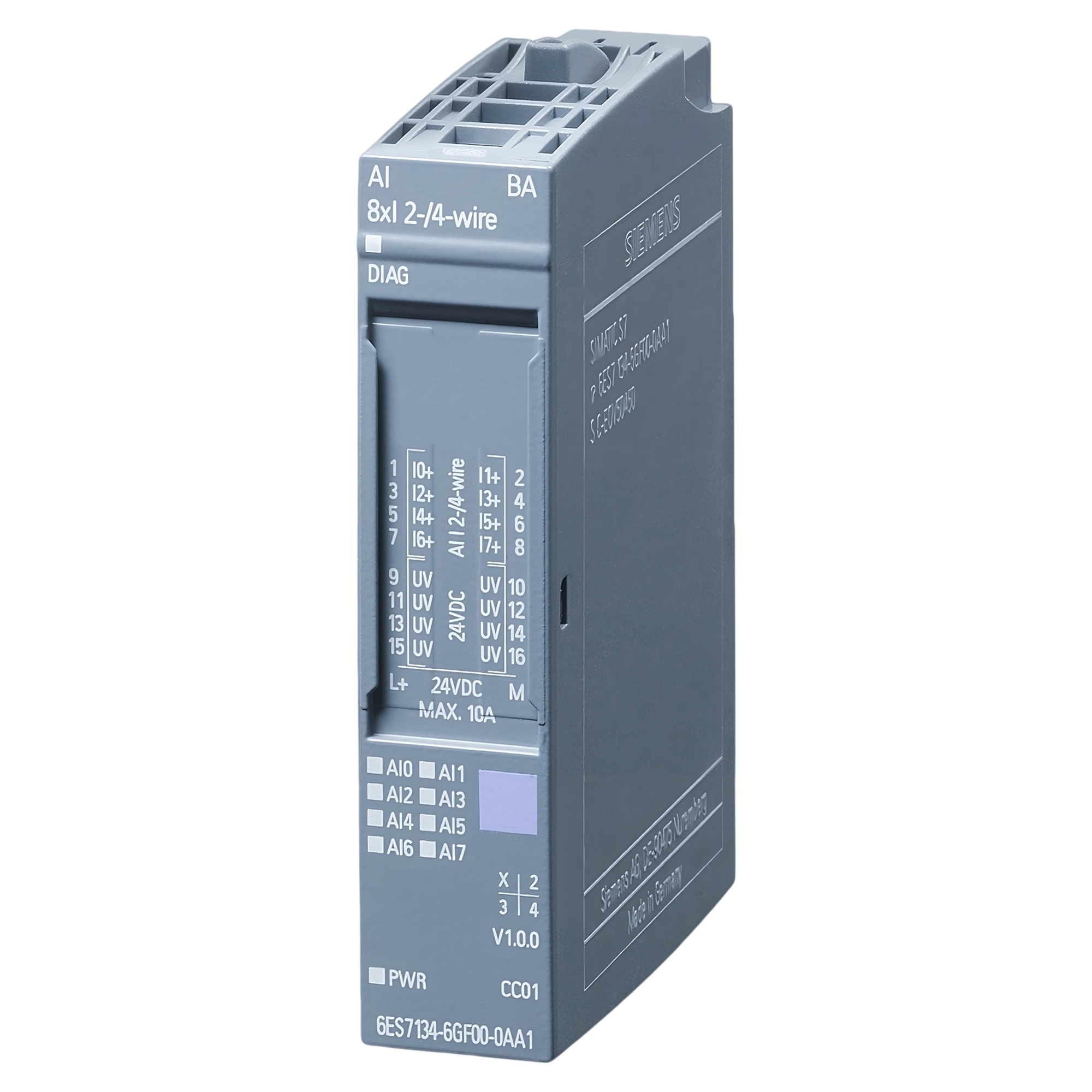 Módulo S7-1500SP/ET200SP 8 E/Analog. Conector Alimen. Bus/Distribucion Bus Montaje Riel DIN 24VCC Siemens