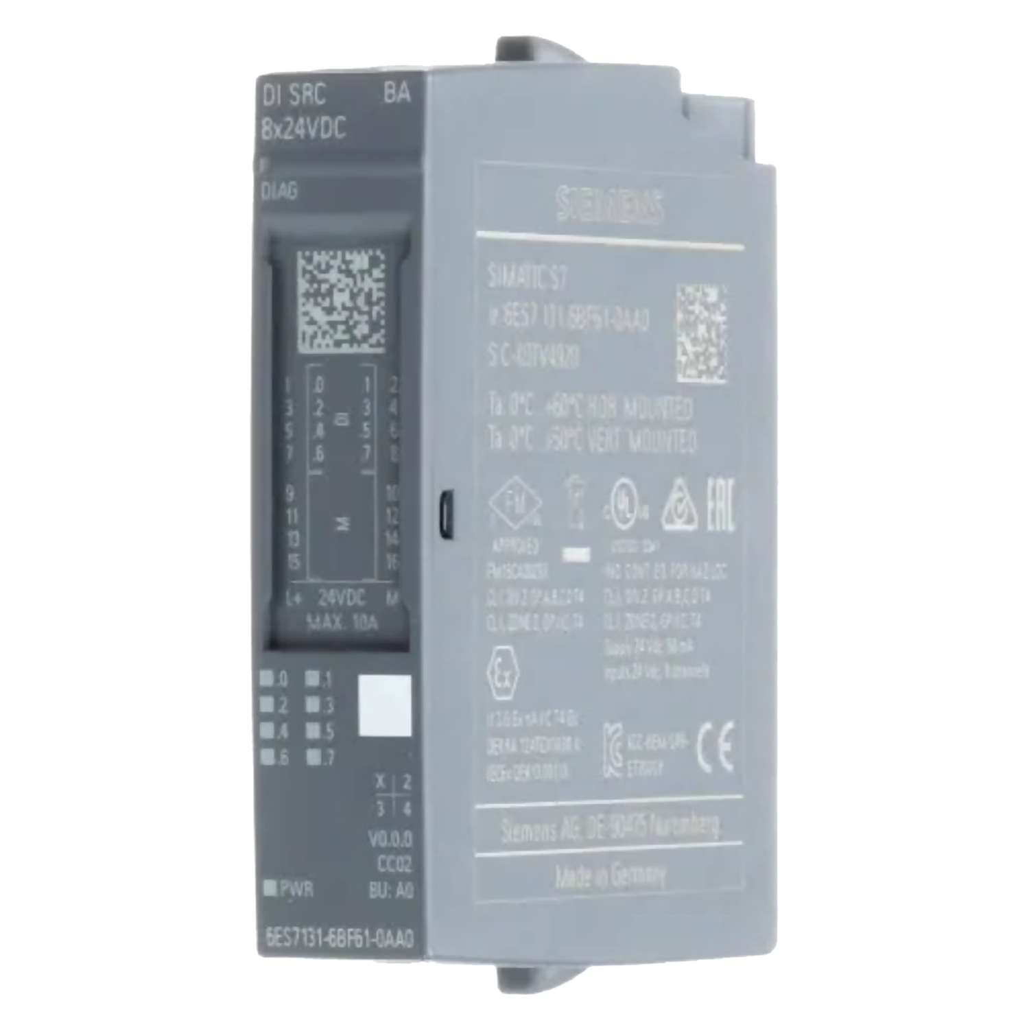 Módulo ET200SP 8ED NPN 24VCC Base A0 CC2 Siemens