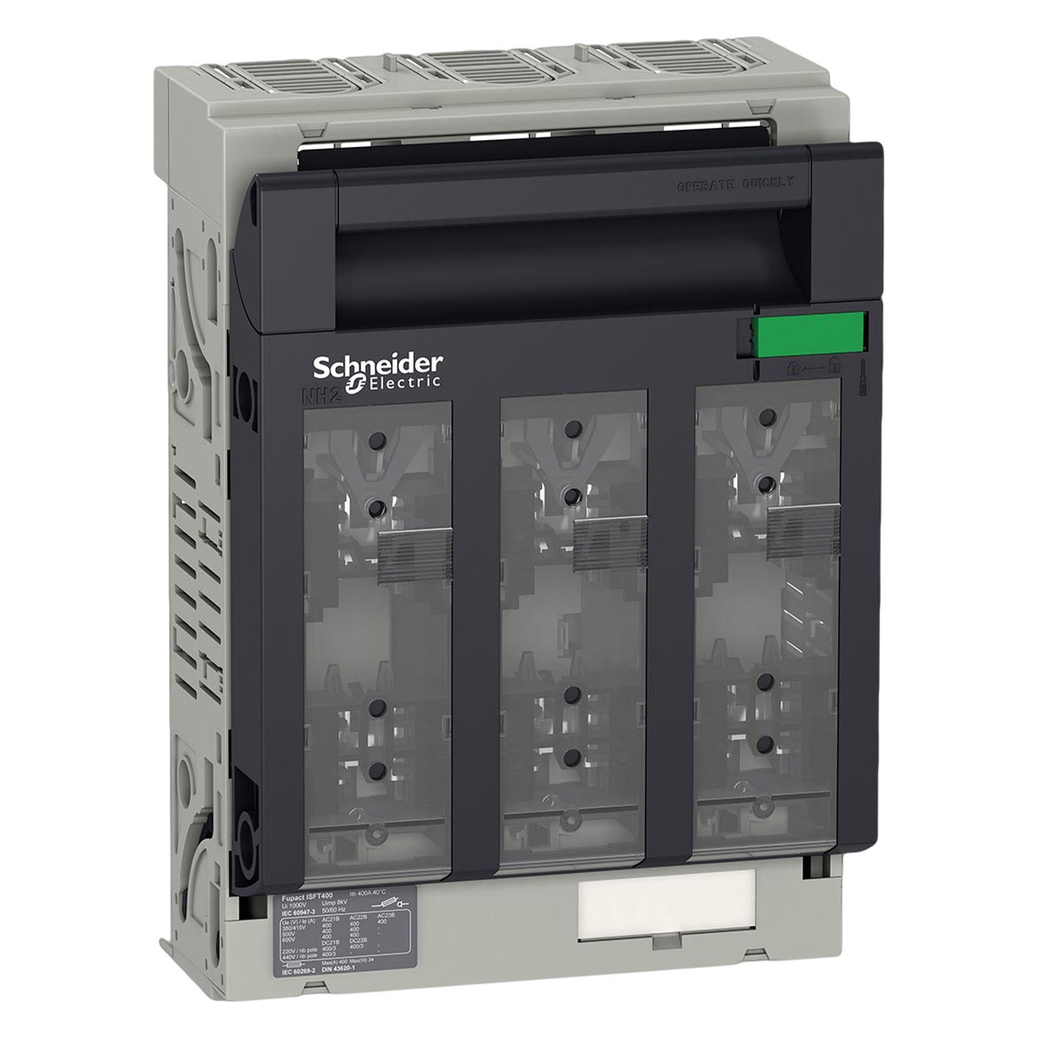 Seccionador FUPACT 3x400A 690VCA Maneta Tipo Horno Bajo Carga C/Portafucible S/Fusible Schneider Electric