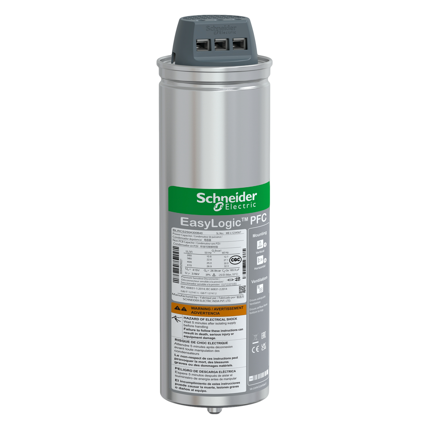 [31511] Capacitor Varplus 3 Fases 380VCA 27,1kVAR Schneider Electric