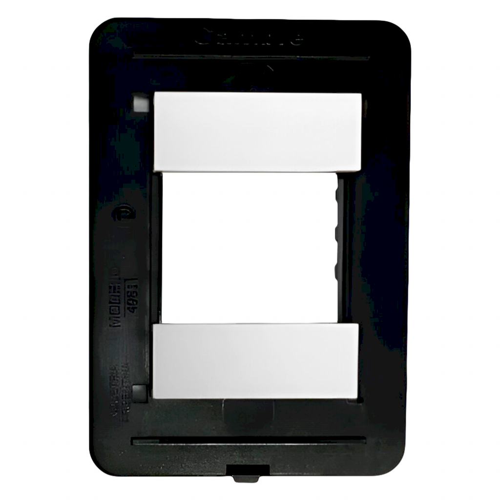 [3413] Bastidor Bauhaus PVC 2 Módulos C/Tapón Negro Cambre