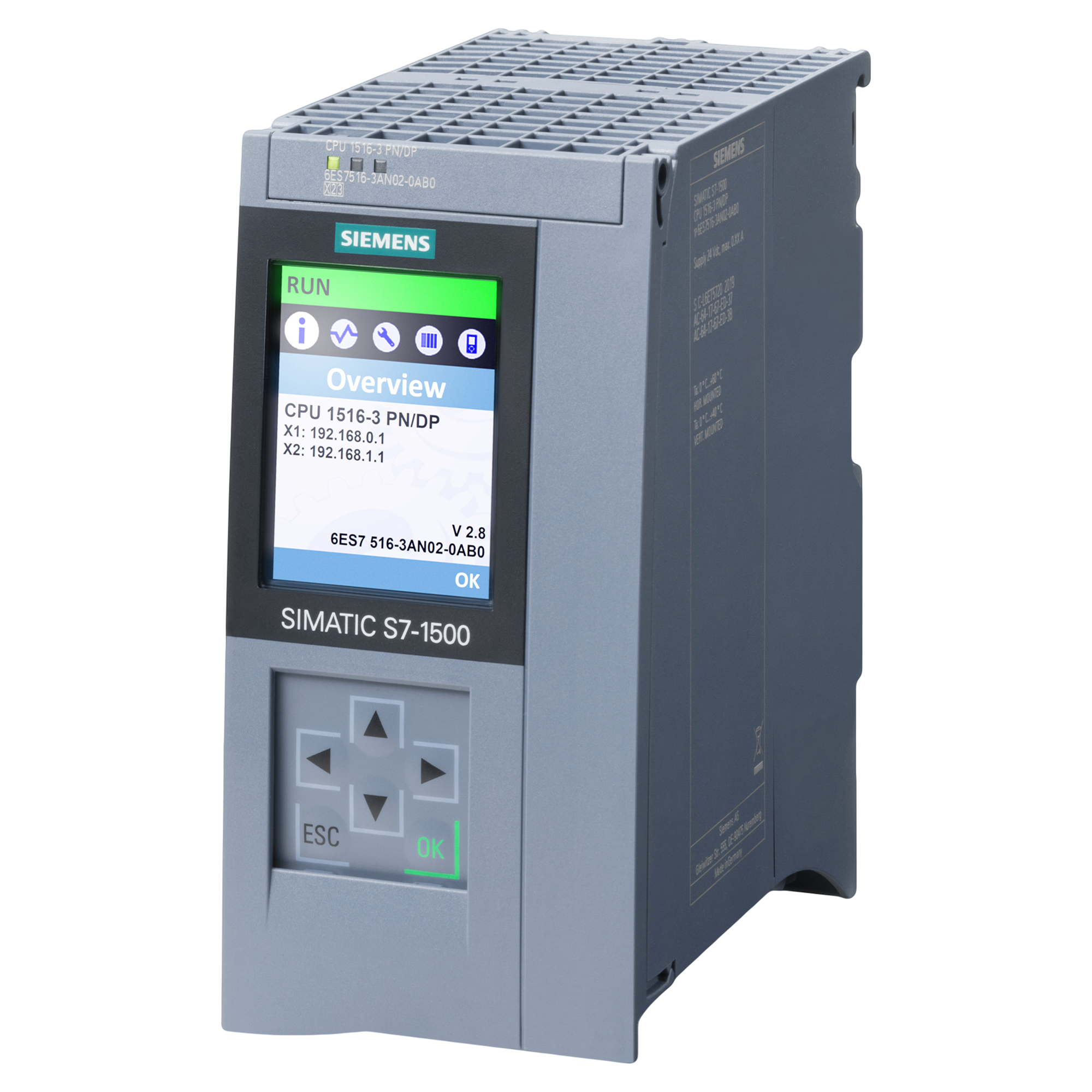 CPU 1516-3PN/DP 1MB/5MB 2xPN 1xDP Alim 24VCC Siemens