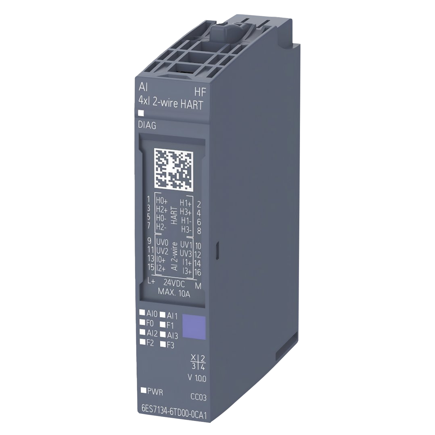 Módulo ET200SP 4 E/Analog. Conector Alimen. Bus/Distribucion Bus Montaje Riel DIN/Sobre Base 24VCC Siemens