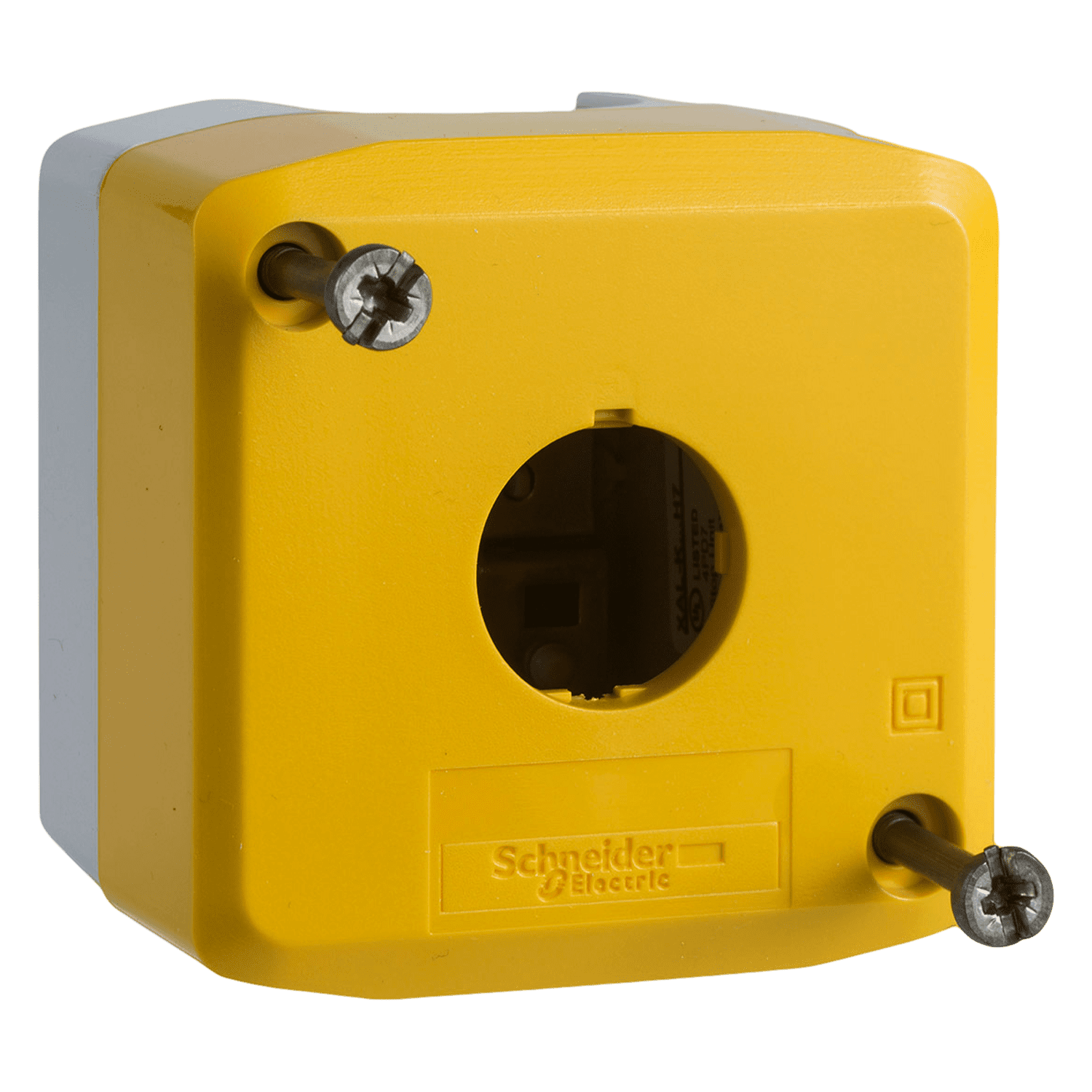 Caja Pie de Maquina Policarbonato Amarillo/Gris 1 Orificio Schneider Electric