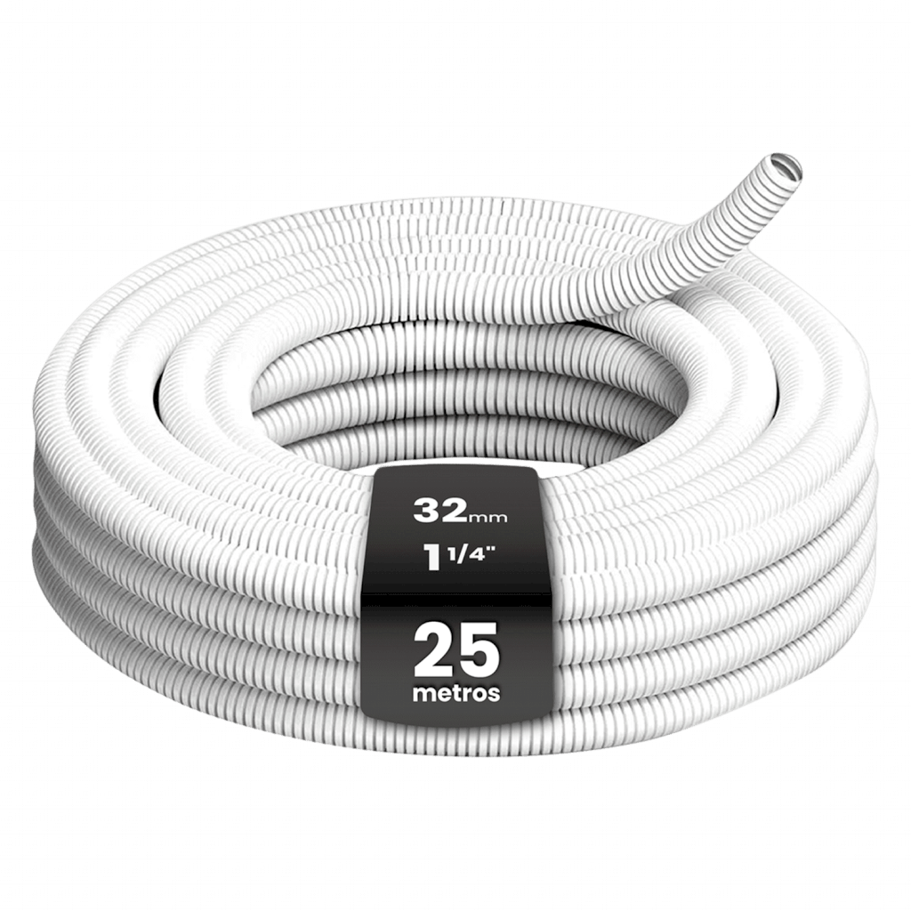 [33593] CAÑO CORRUGADO BLANCO 1 1/4"32mm LIVIANO X 25MT GETC32L