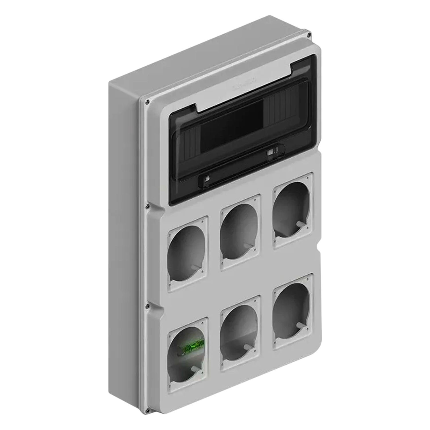 Tablero DIN PVC 12 Módulos DIN+2 Módulo P/6 Tomas Interior y Exterior IP65 Gris Sistelectric