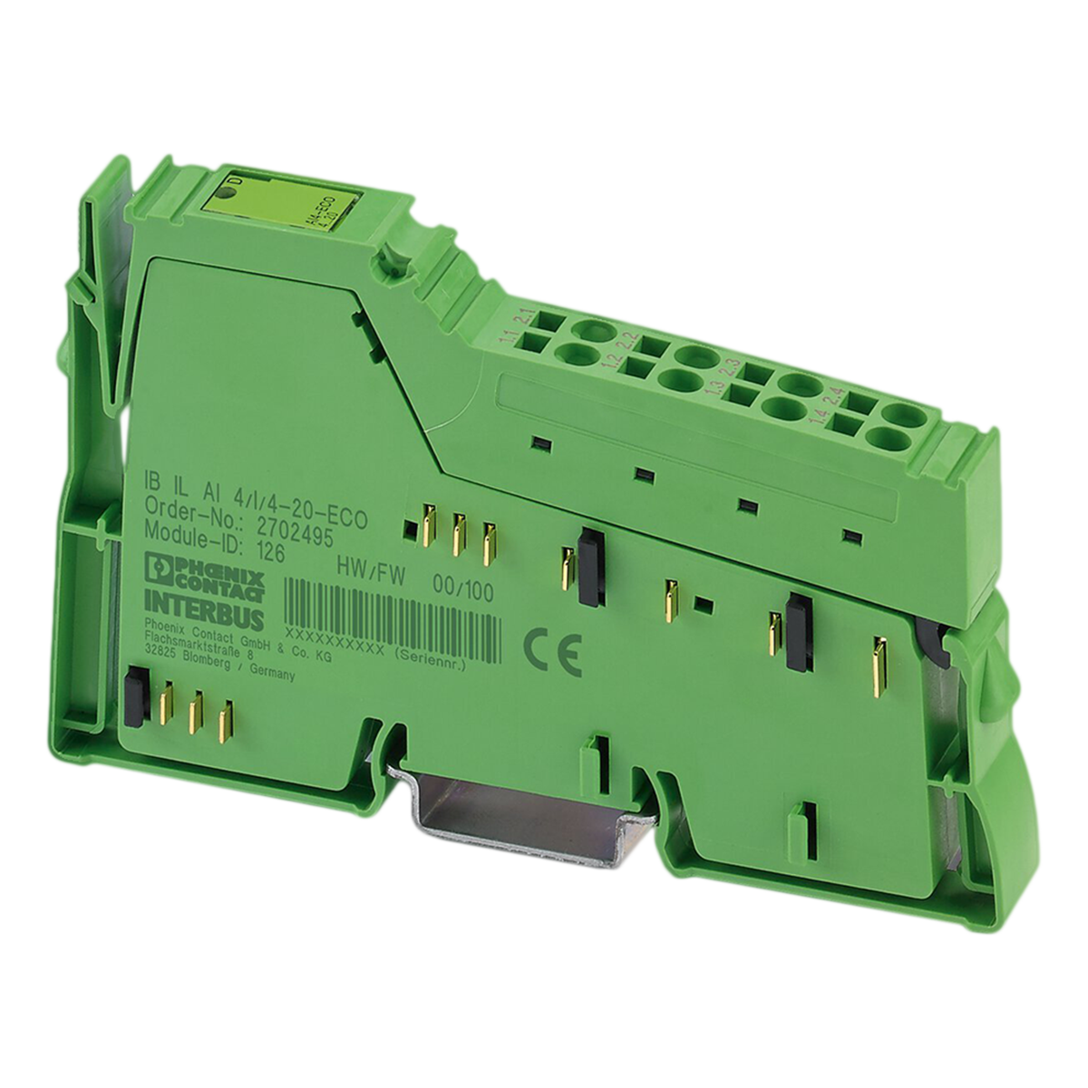 Módulo INLINE ECO 4 E/Analog. Bornera a Resorte Montaje Riel DIN 24VCC 2 Hilos 4-20mA Phoenix Contact