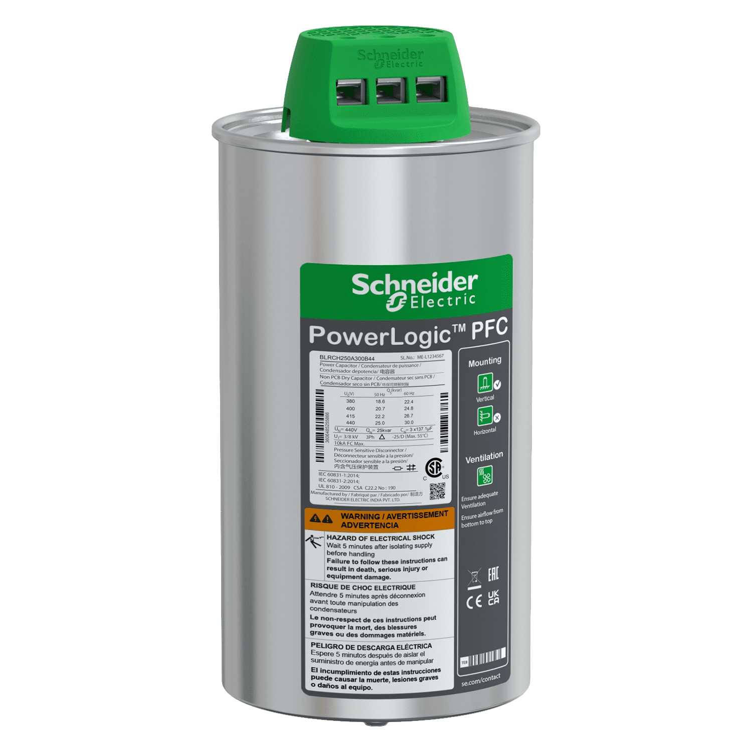 [7197] Capacitor Varplus 3 Fases 440VCA 25kVAR Schneider Electric
