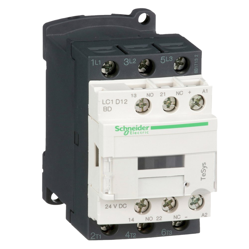 Contactor LC1D 3P 12A 24VCC 5,5kW 1NA+1NC Schneider Electric