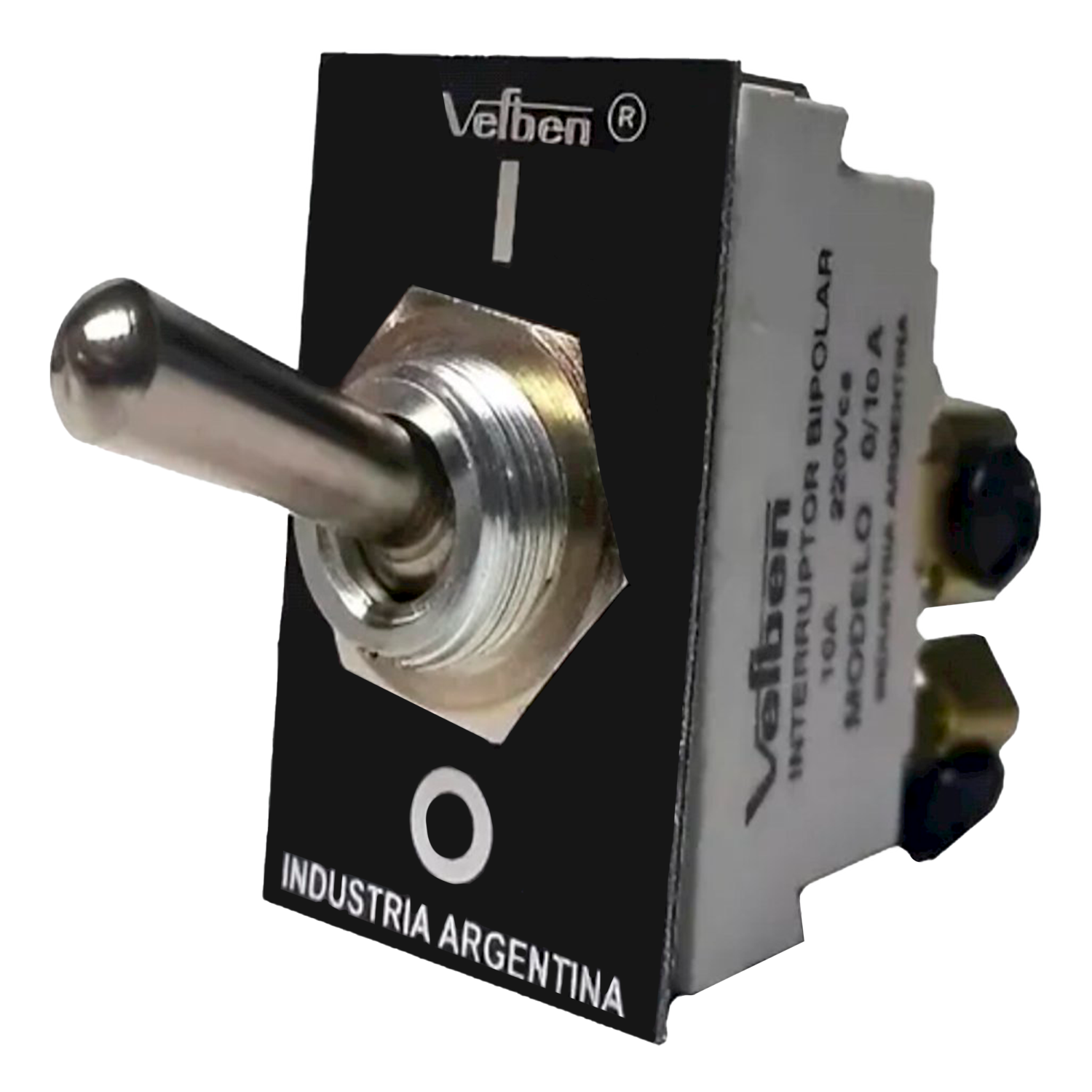 [6508] Interr. Para Panel 2P 10A 220VCA Metalico Palanca Negro Vefben