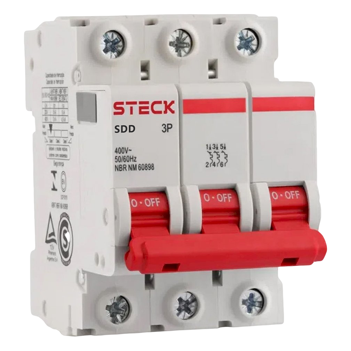 Interruptor Termomagnético SDD63 3x25A 3KA Curva C Steck Electric