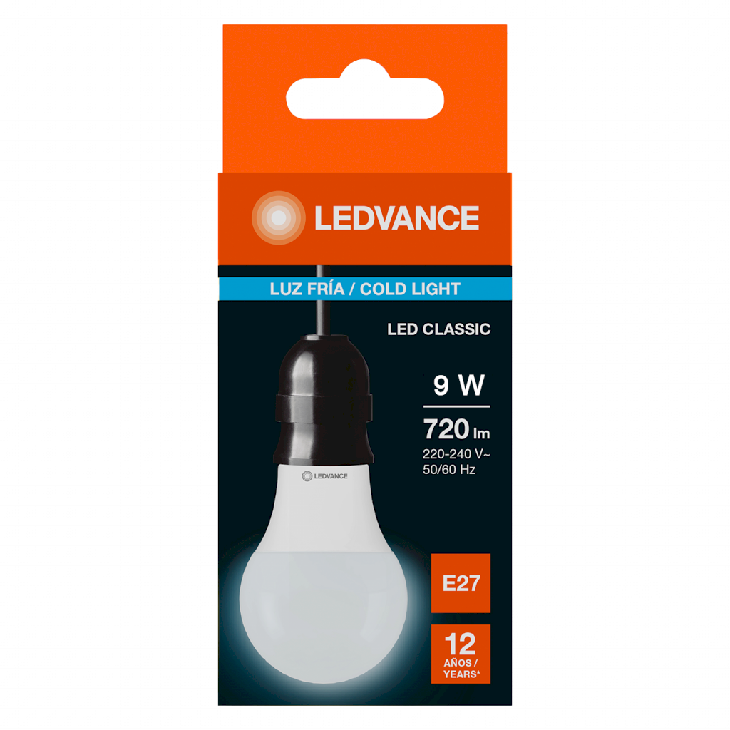 Lampara Led A60 9W Luz Día  E27 720lm Ledvance