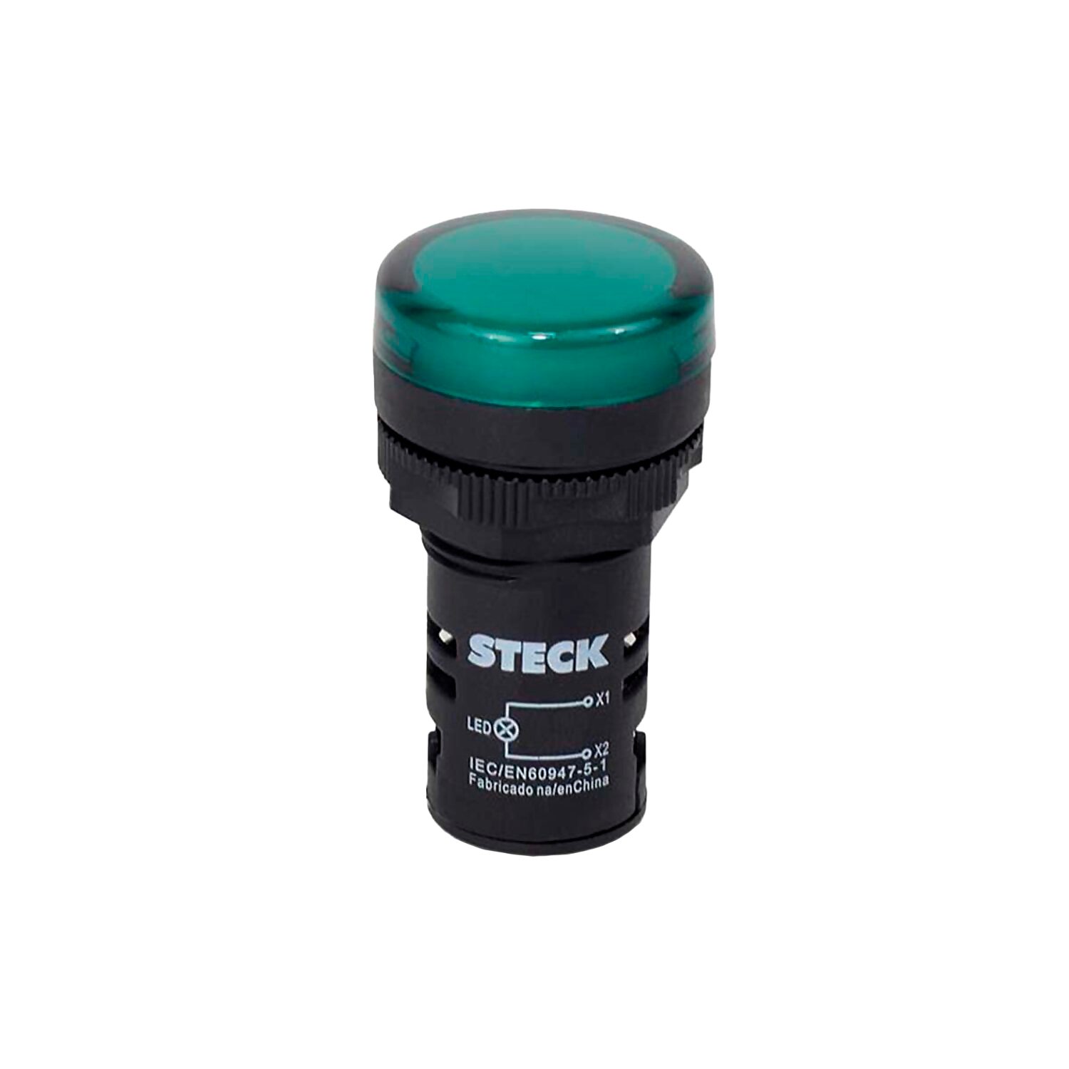 Ojo de Buey Plástico 24VCA/VCC 22mm Verde Steck Electric