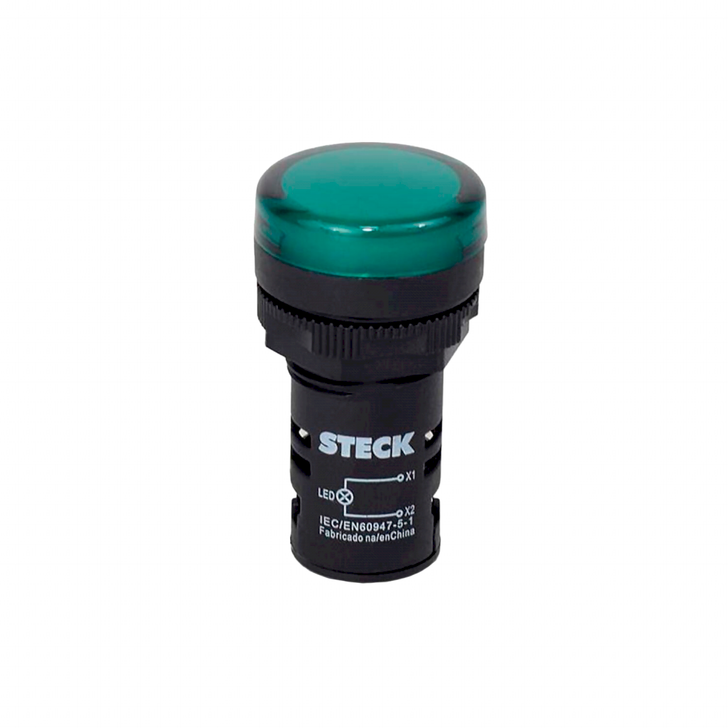 Ojo de Buey Plástico 24VCA/VCC 22mm Verde Steck Electric