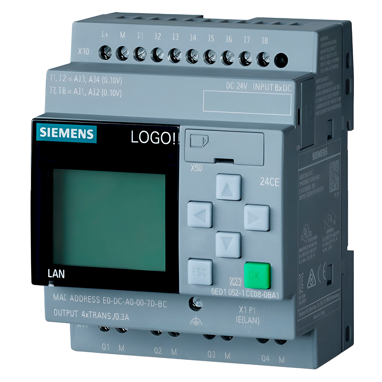 Logo! 8.4 24CE 8ED + 4SD + 4EA ETH S7/MB TCP/MQTT C/Display Siemens