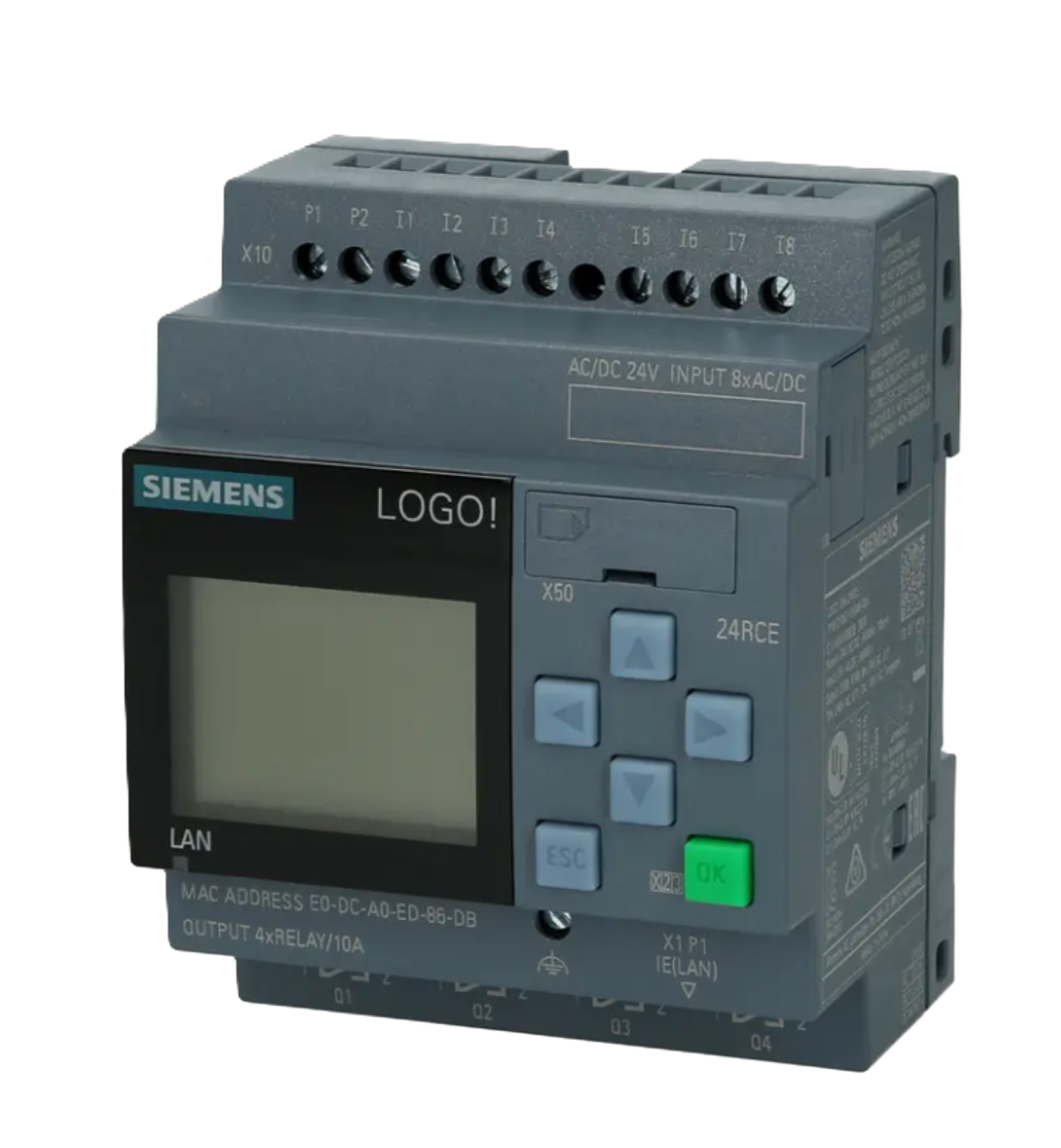 [37482] Logo! 8.4 24RCE 8ED + 4SD ETH S7/MB TCP/MQTT C/Display Siemens