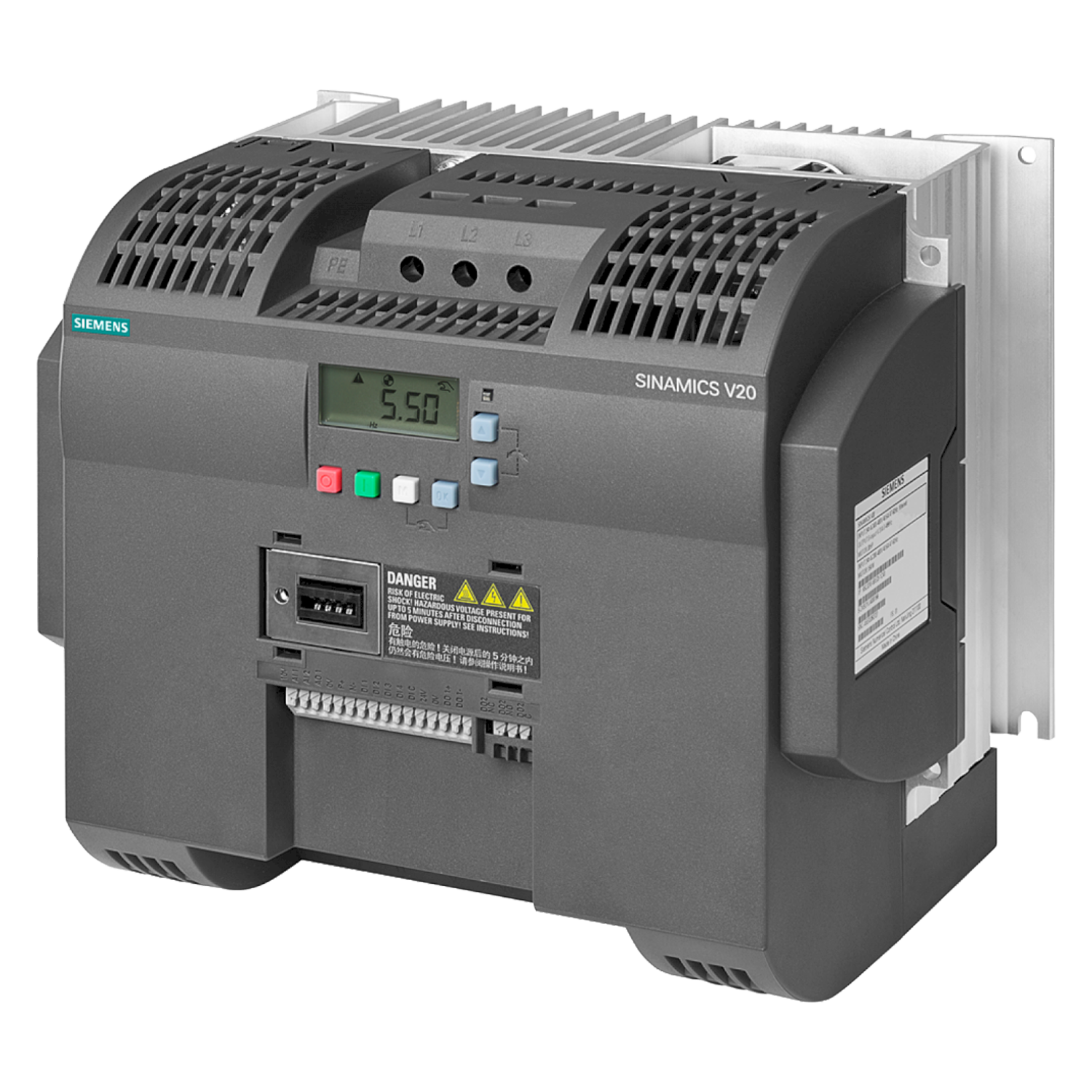 Variador V20 380-480VCA LO: 11kW/15HP HO: 11kW/15HP C/Filtro USS/RTU Siemens
