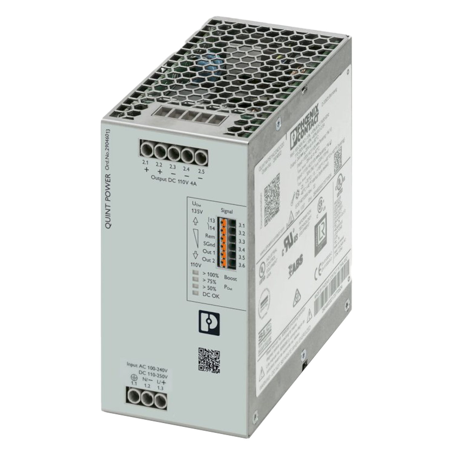 [25744] Fuente Monofásica Quint E:220V S:110VCC 4A Phoenix Contact